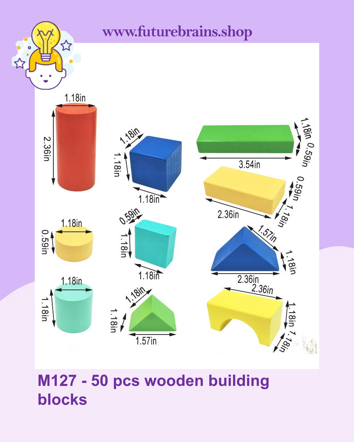 M127 - 50 pcs wooden building blocks