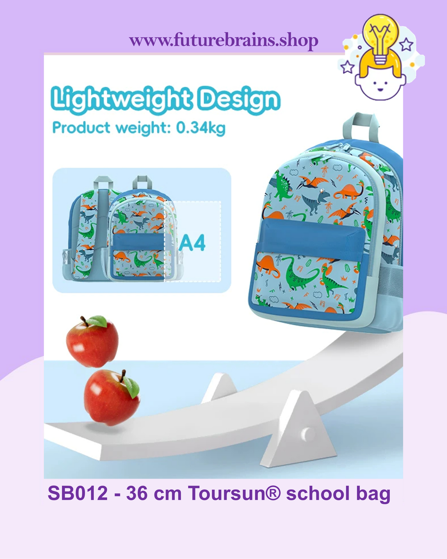 SB012 - 36 cm Toursun® school bag dinosaurs design