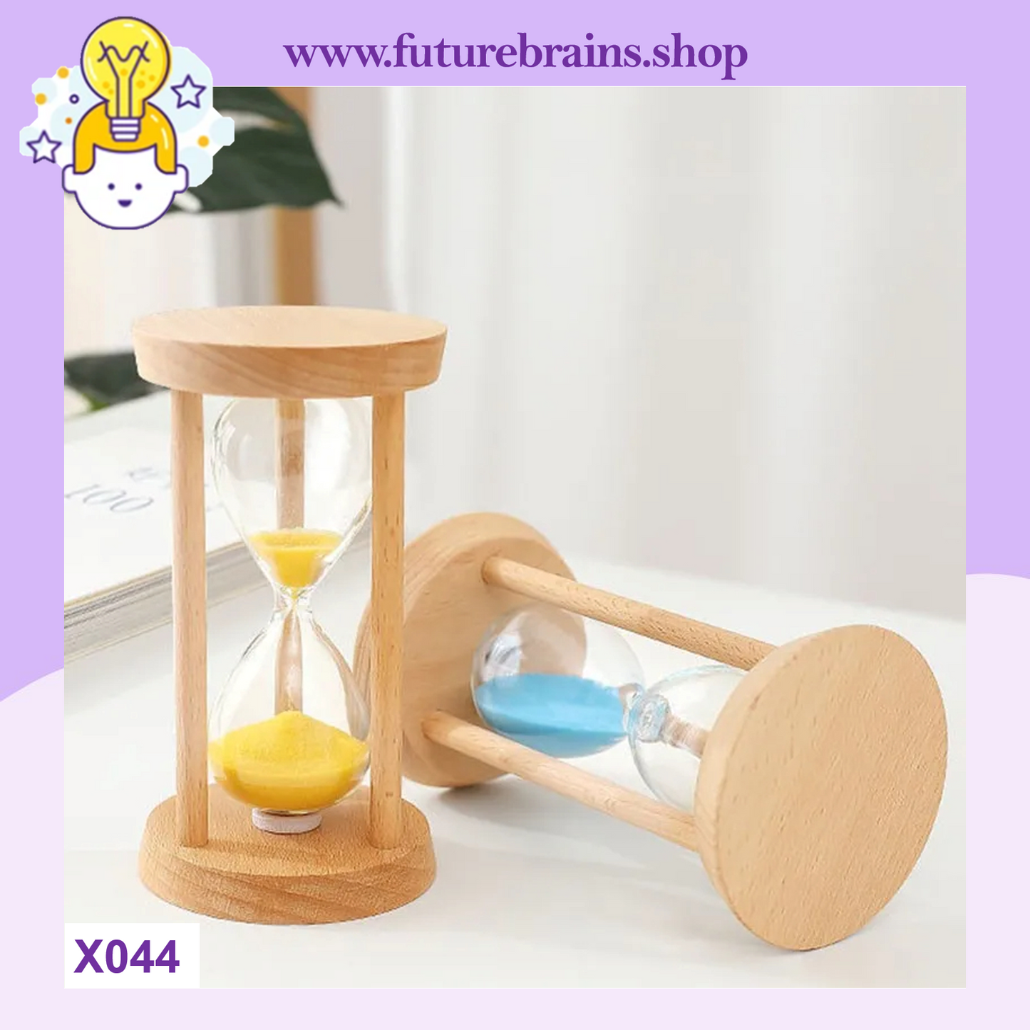 X044 - Wooden hourglass sand timer