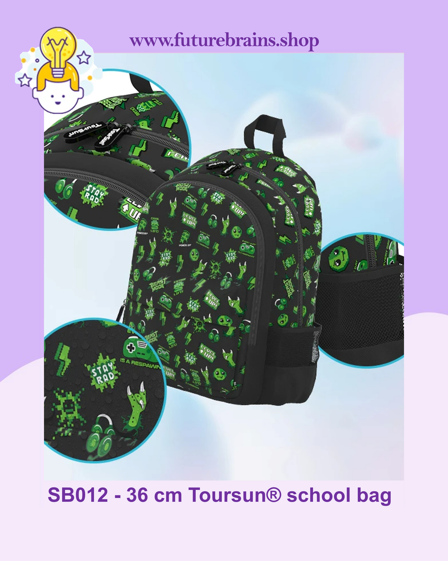 SB012 - 36 cm Toursun® school bag gaming design