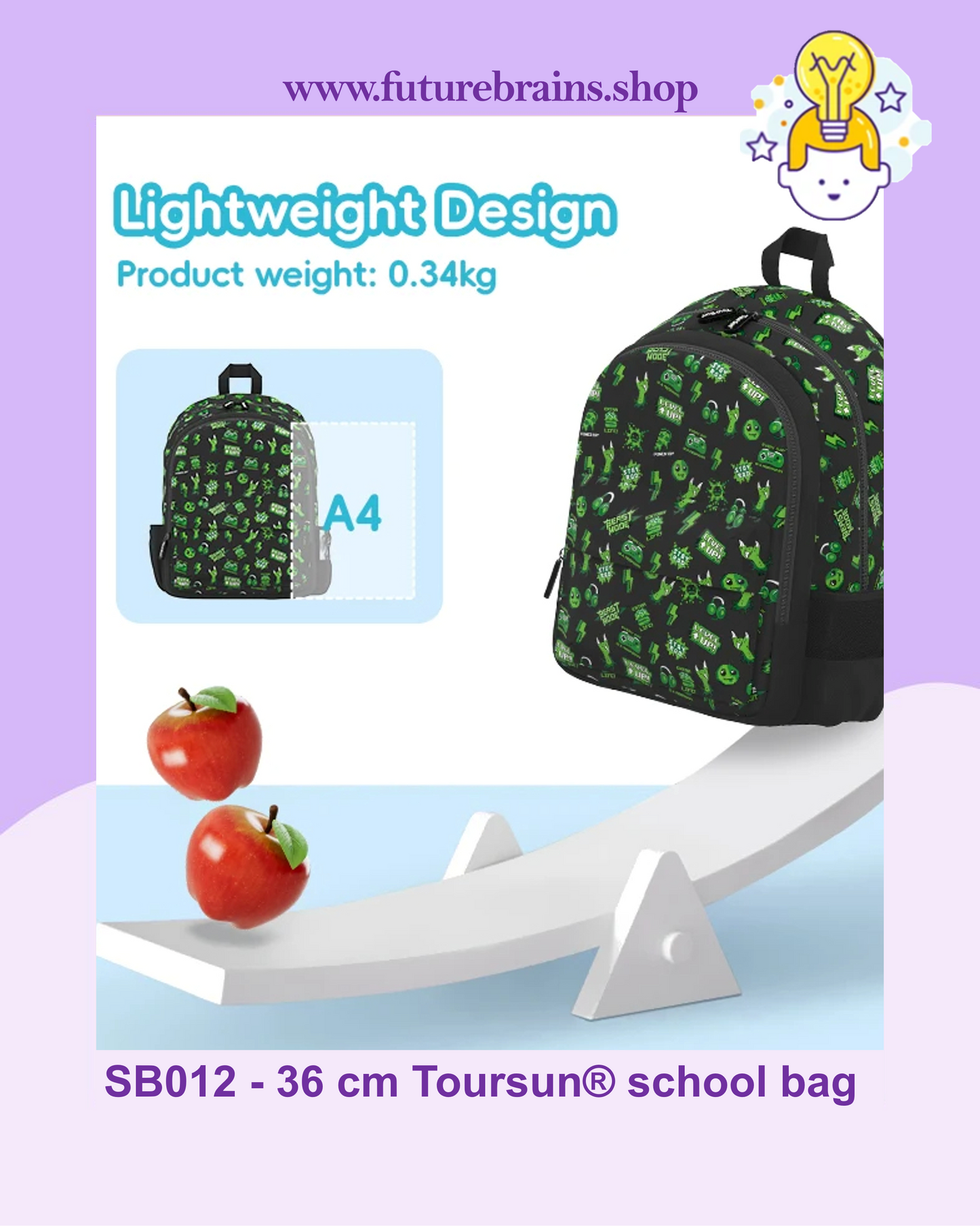 SB012 - 36 cm Toursun® school bag gaming design