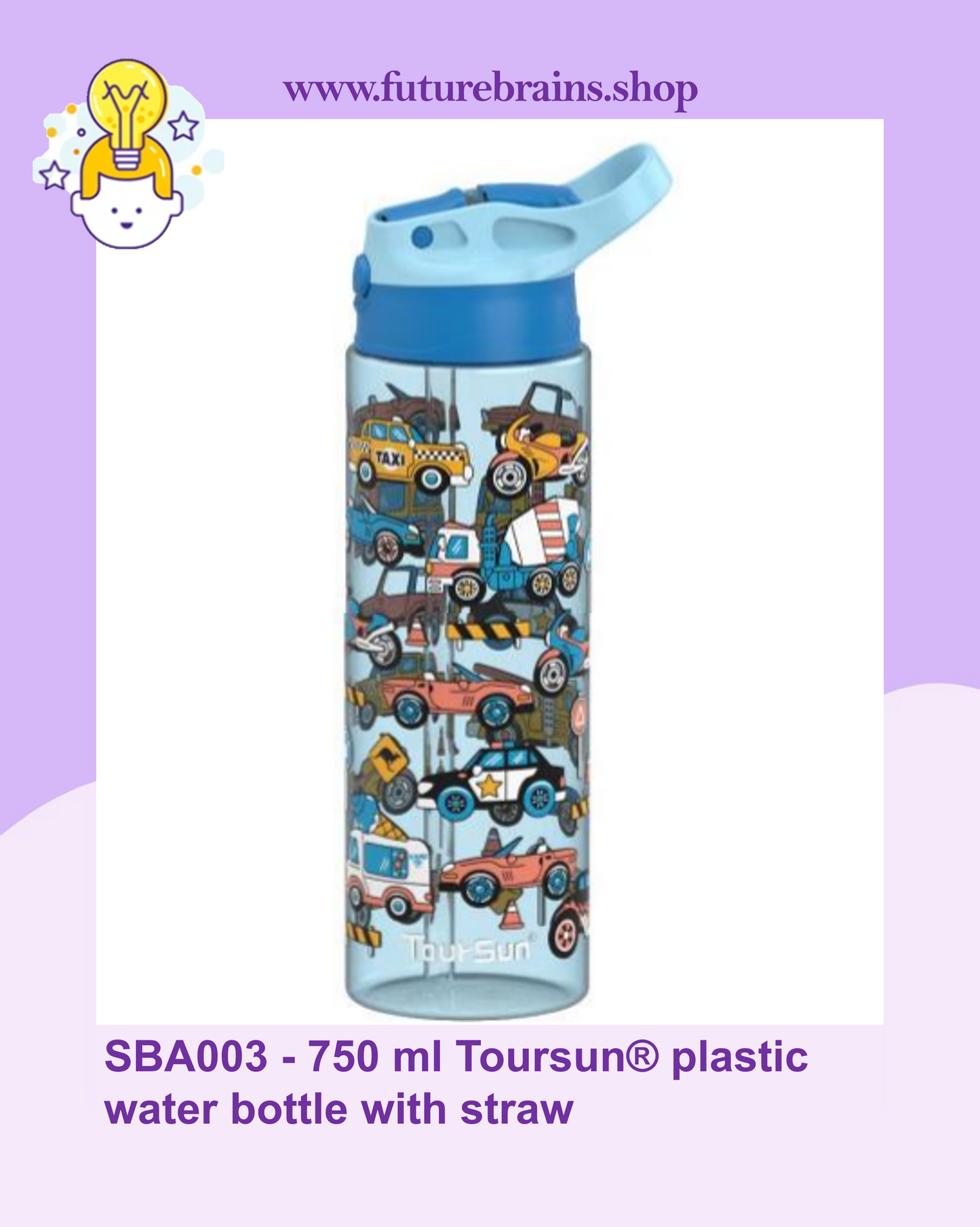 SBA003 - 750 ml Toursun® plastic water bottle with straw