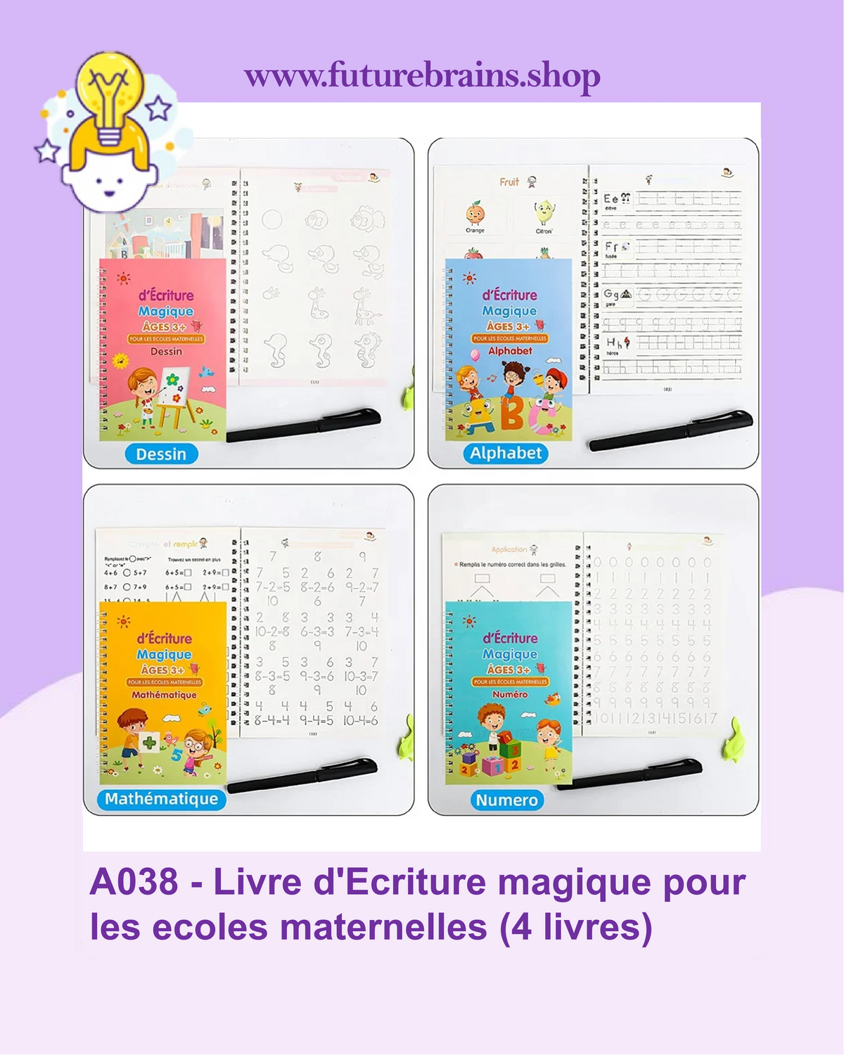 A038 - Livre d'Ecriture magique pour les ecoles maternelles (4 livres)