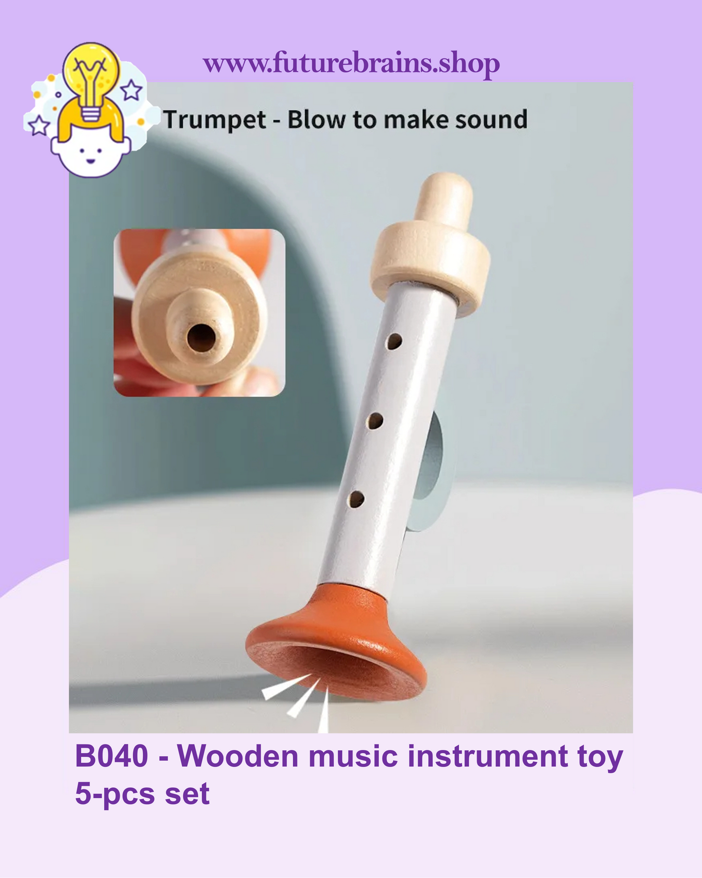 B040 - Wooden music instrument toy 5-pcs set