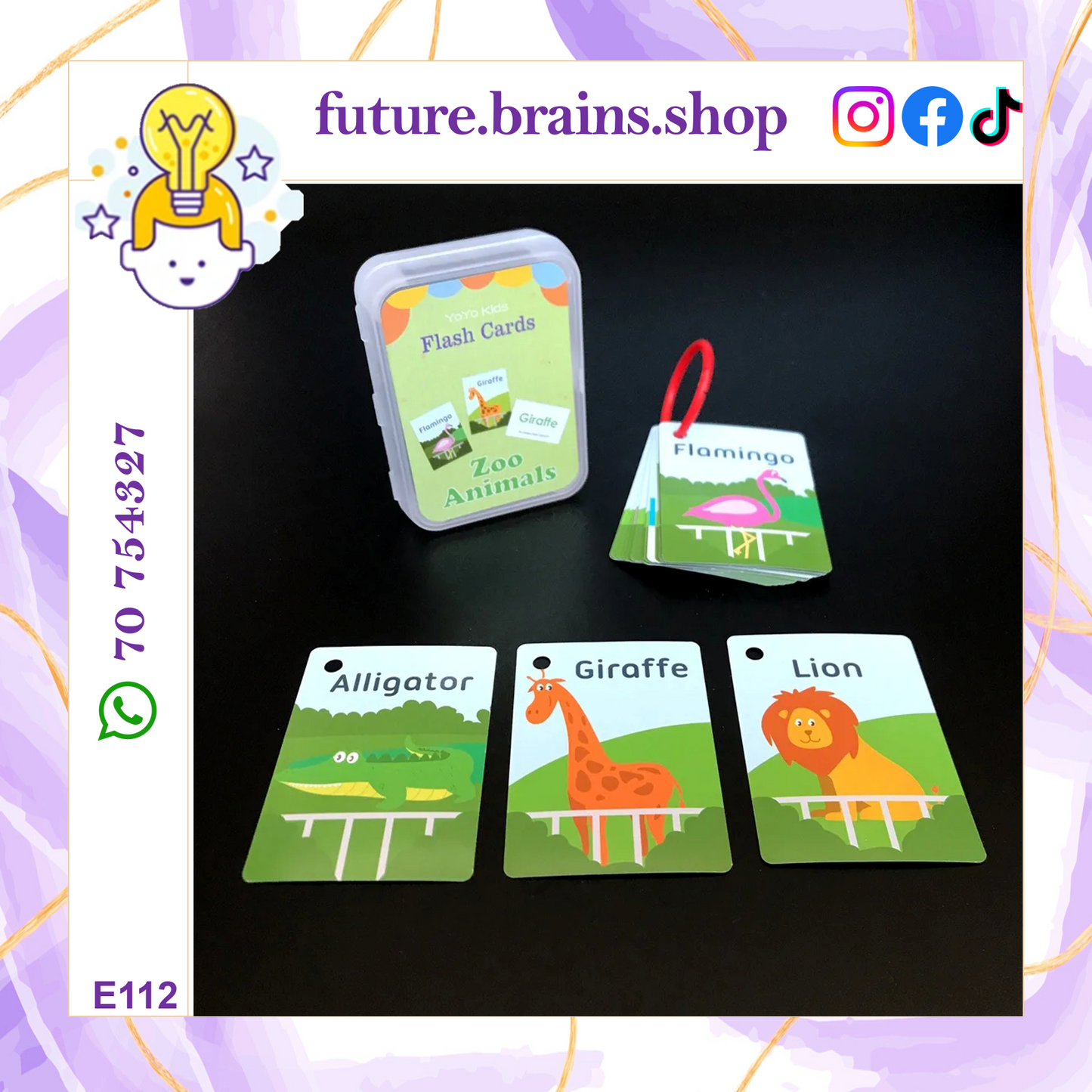 Flashcards in plastic box