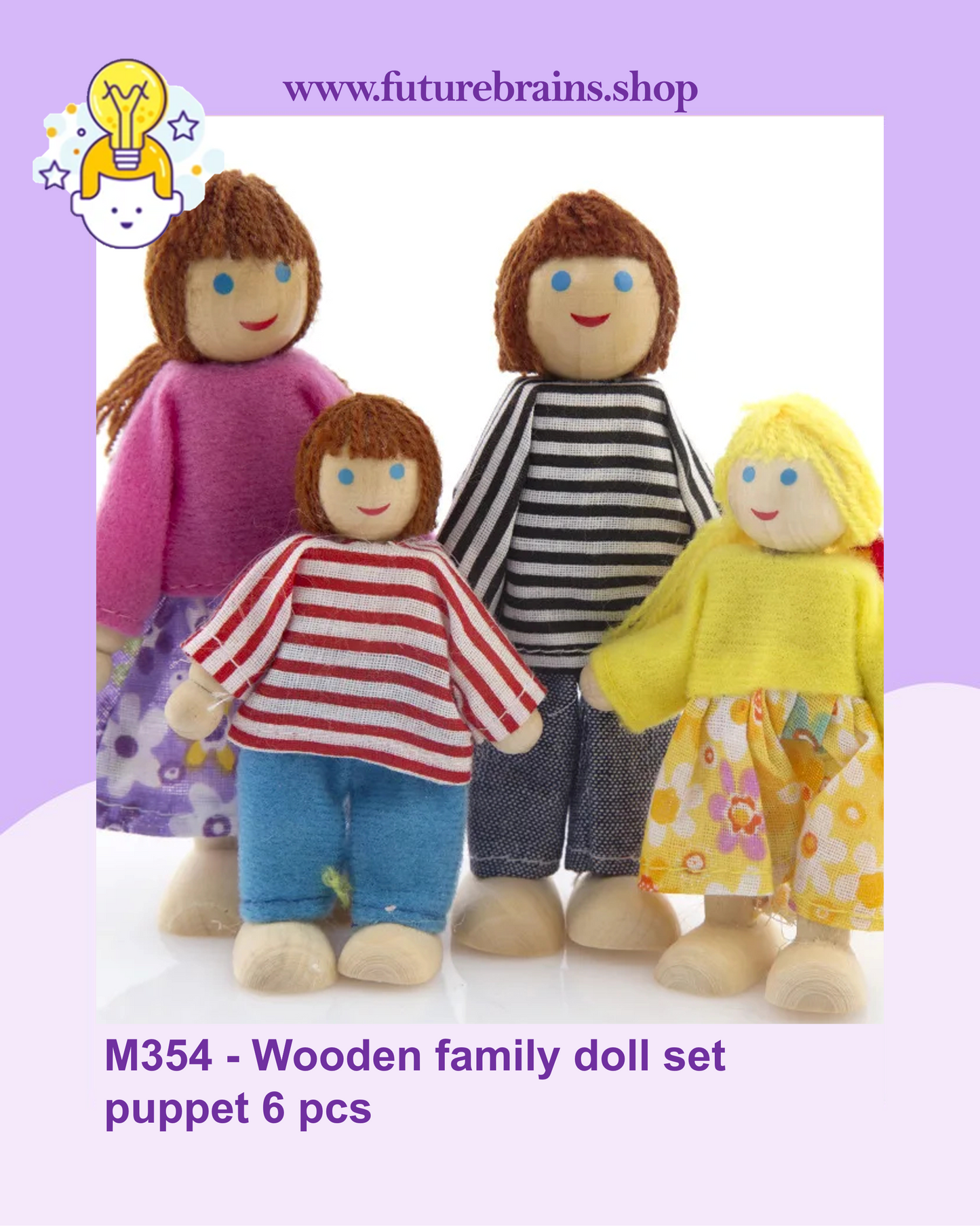 M354 - Wooden family doll set puppet 6 pcs