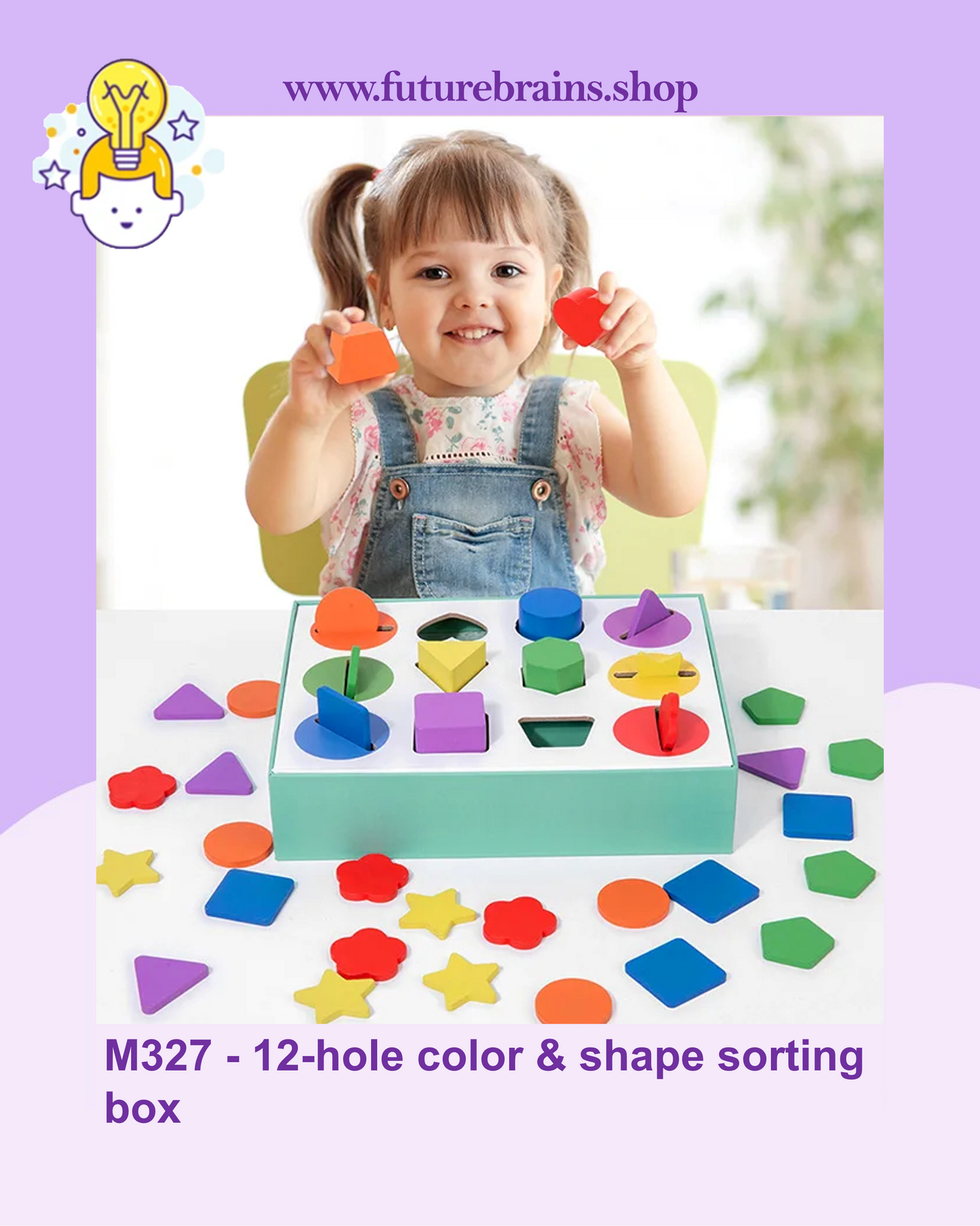 M327 - 12-hole color & shape sorting box