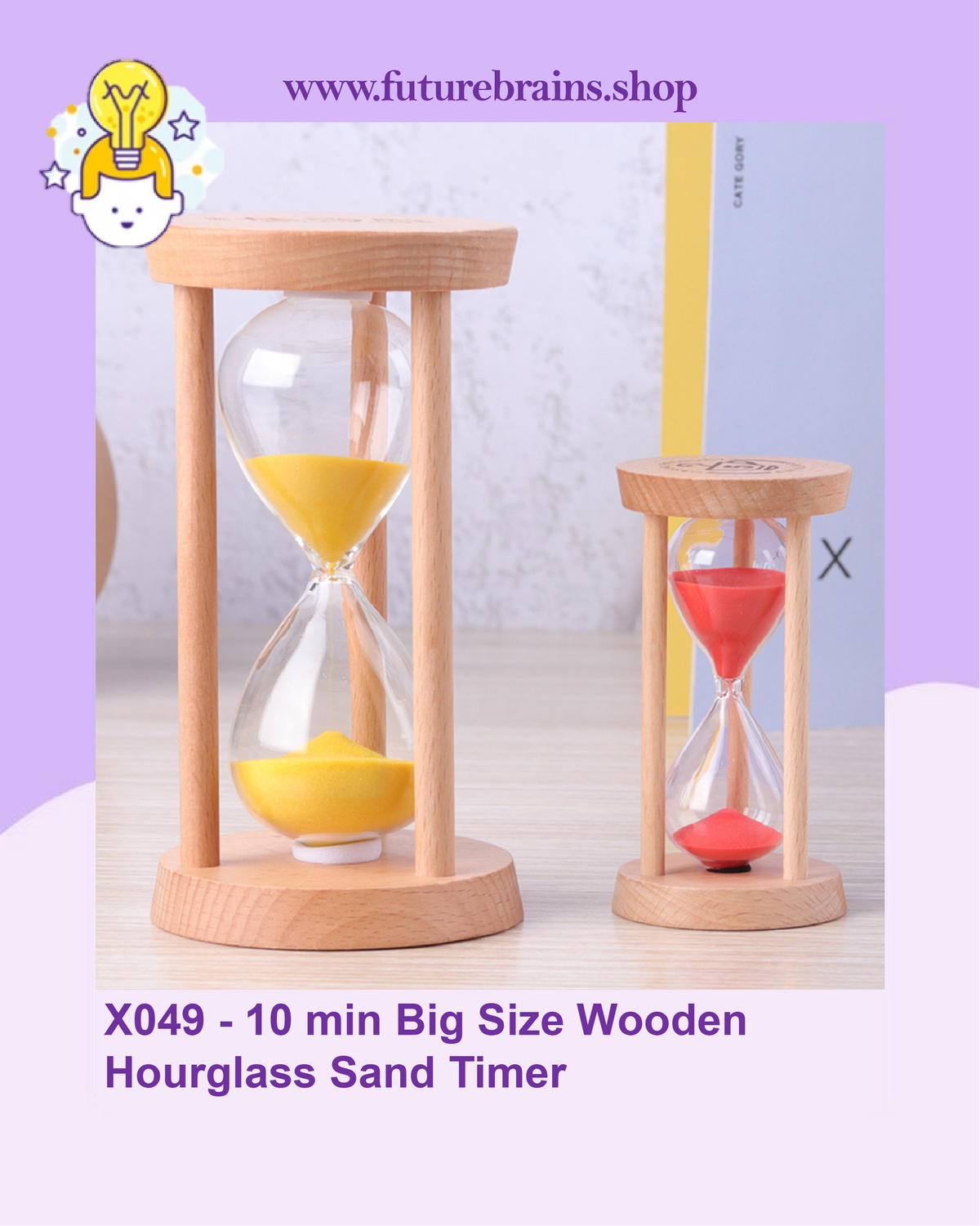X049 - 10 min Big Size Wooden Hourglass Sand Timer