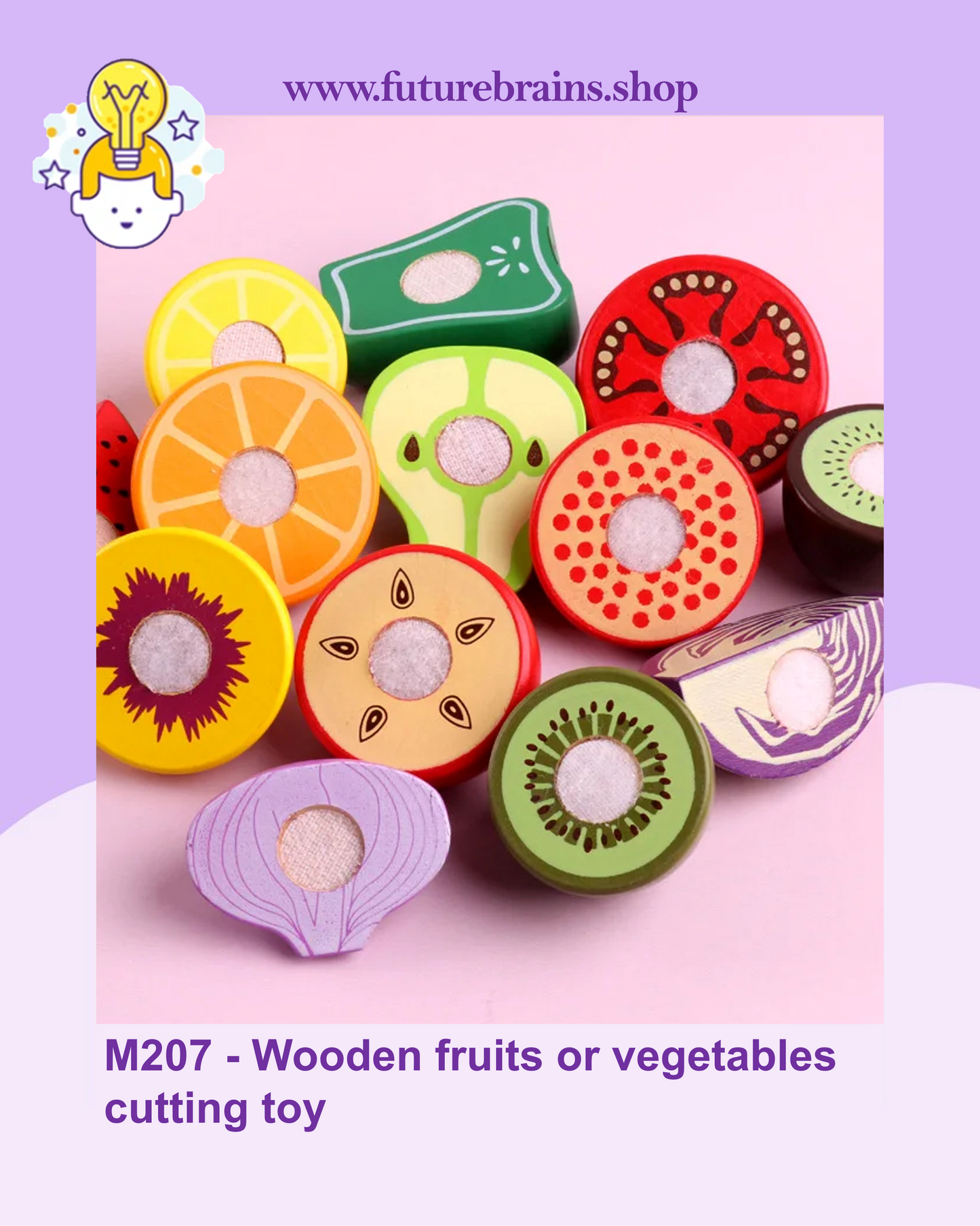 M207 - Wooden fruits or vegetables cutting toy