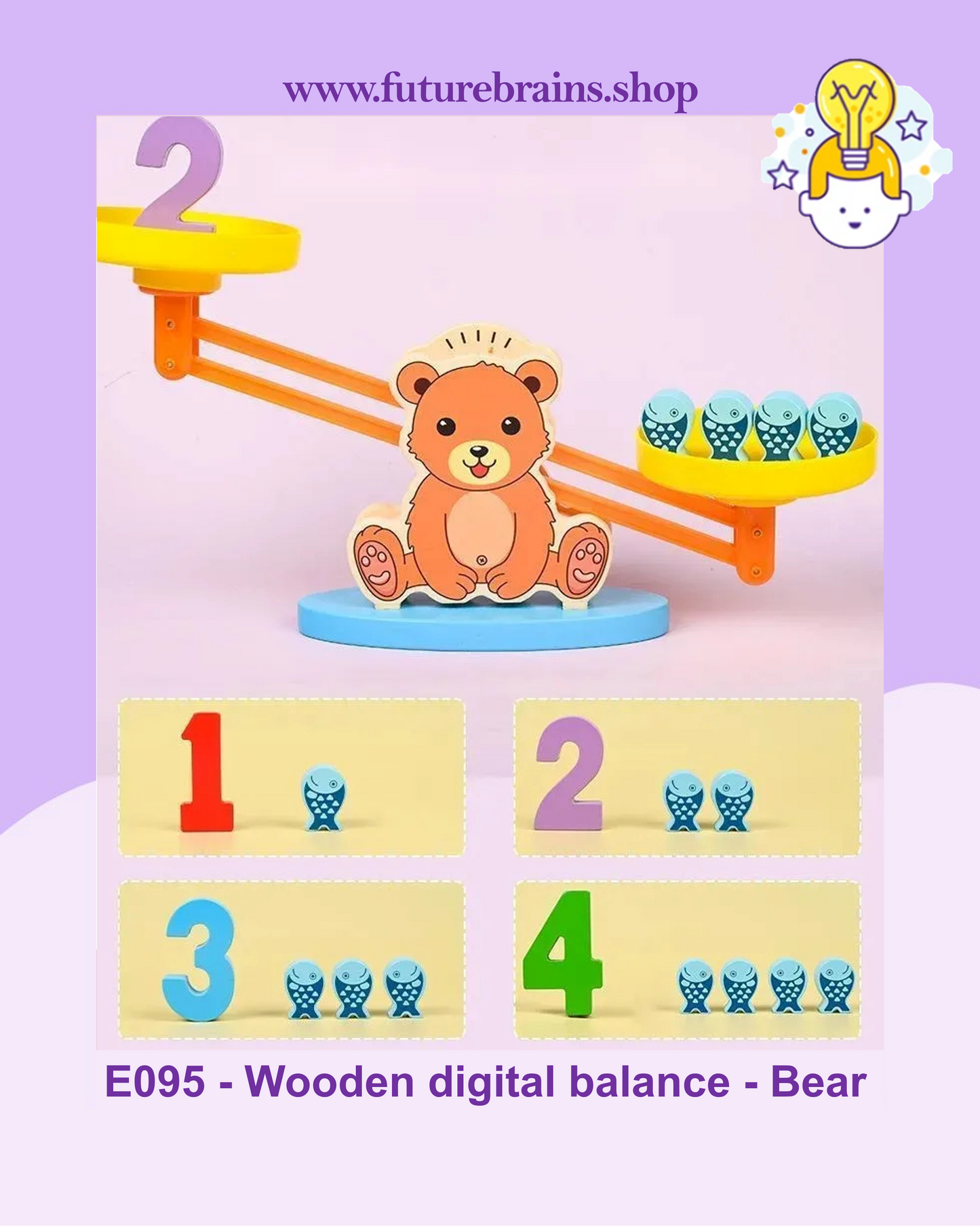 E095 - Wooden digital balance - Bear
