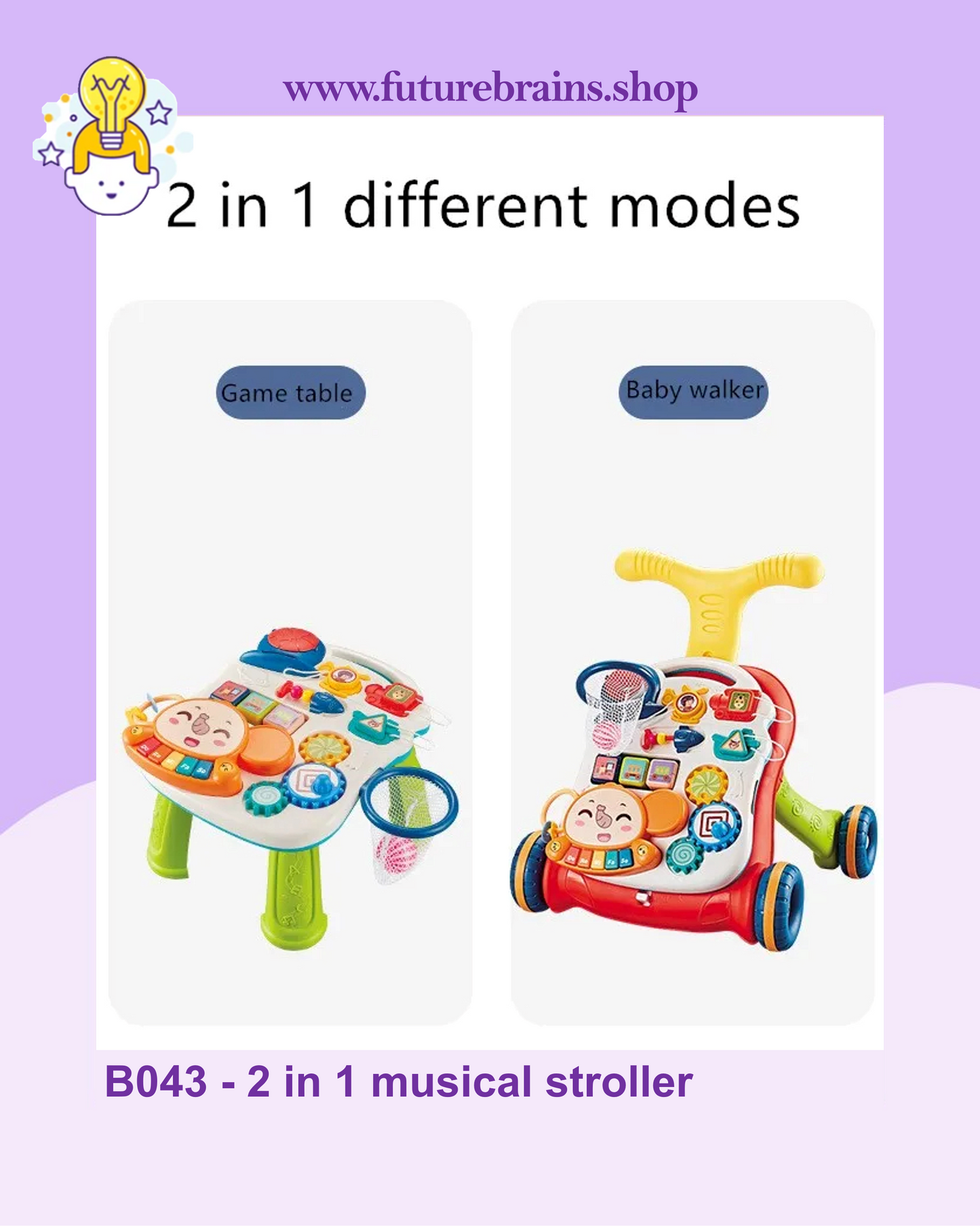 B043 - 2 in 1 musical stroller