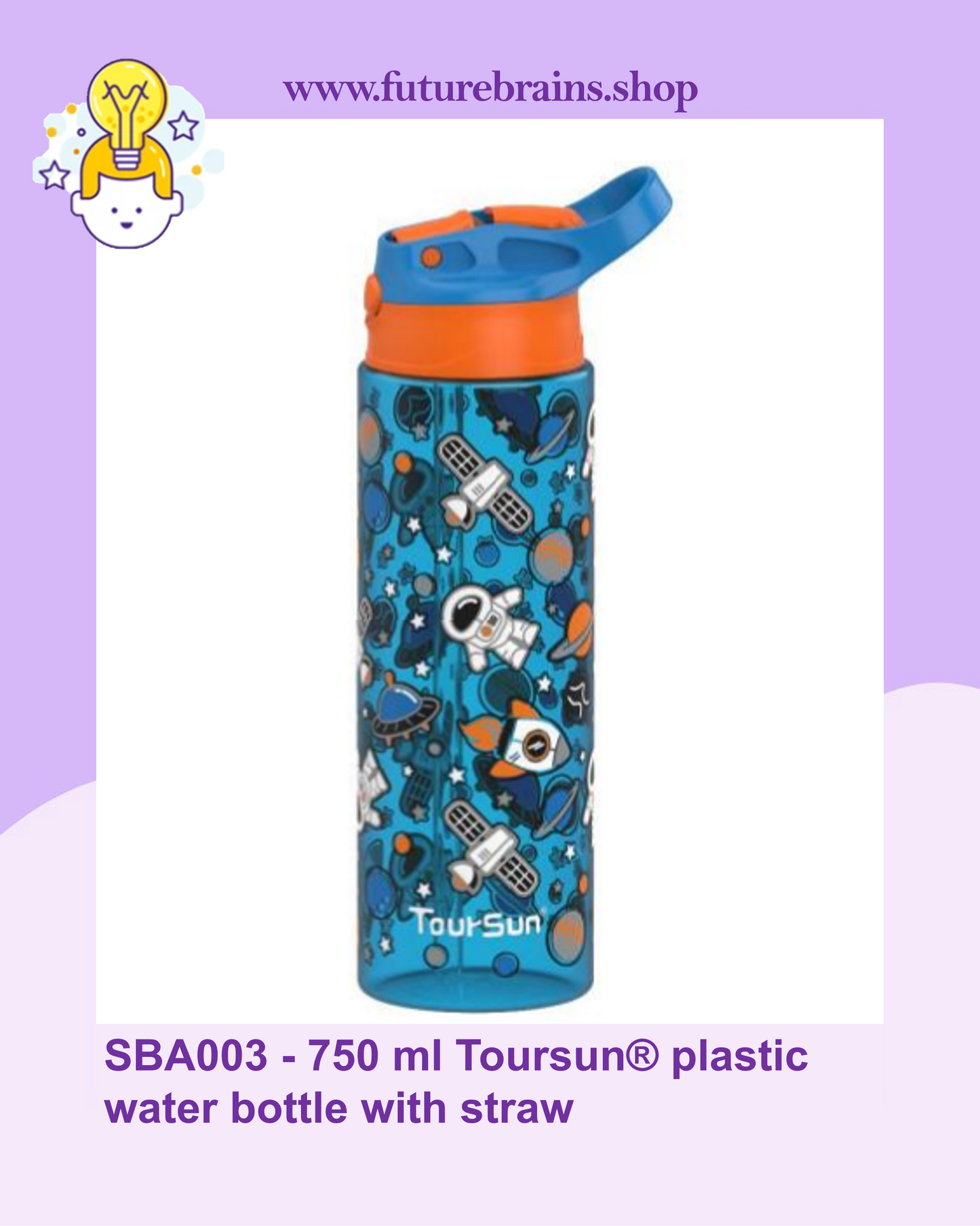 SBA003 - 750 ml Toursun® plastic water bottle with straw