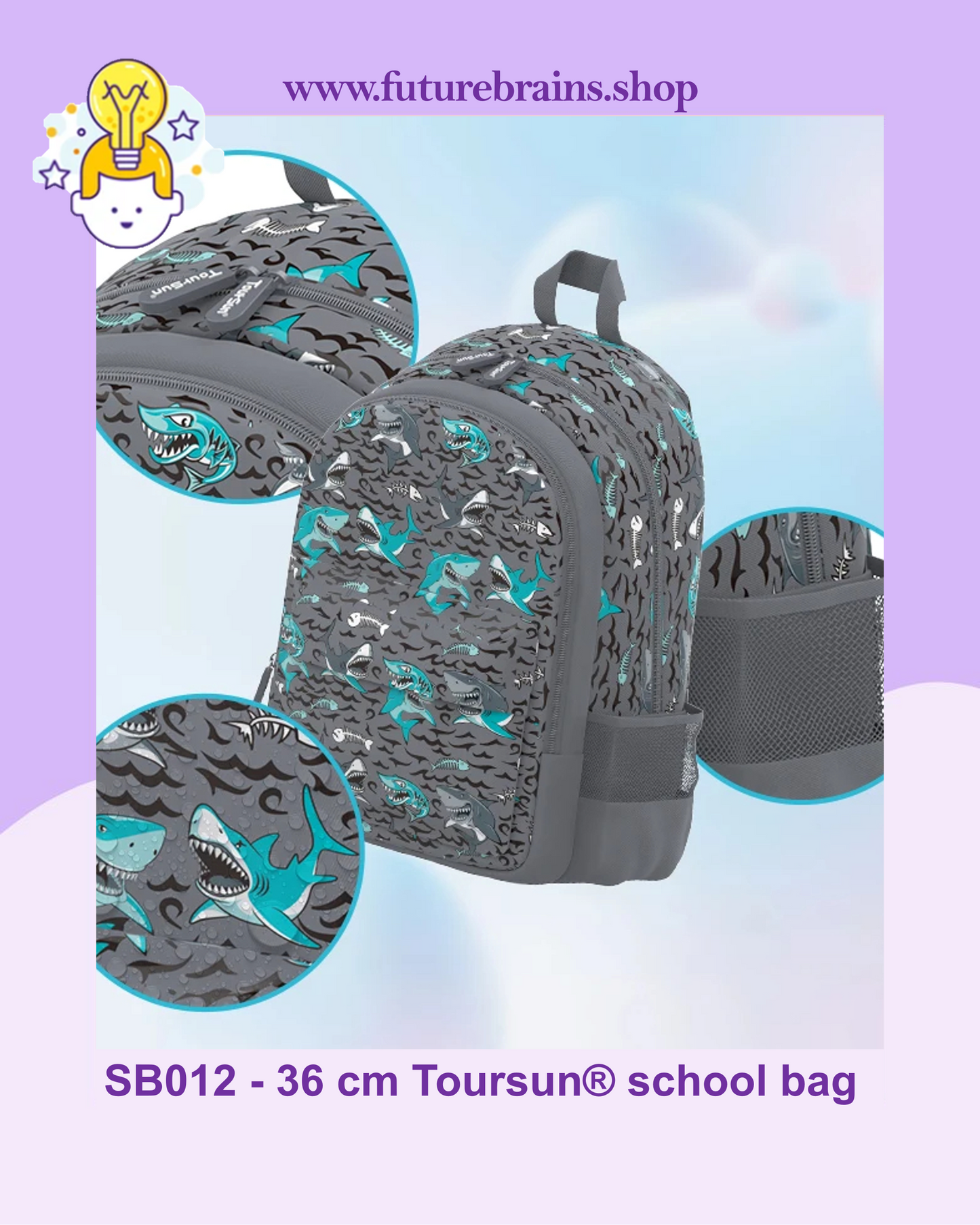 SB012 - 36 cm Toursun® school bag shark design