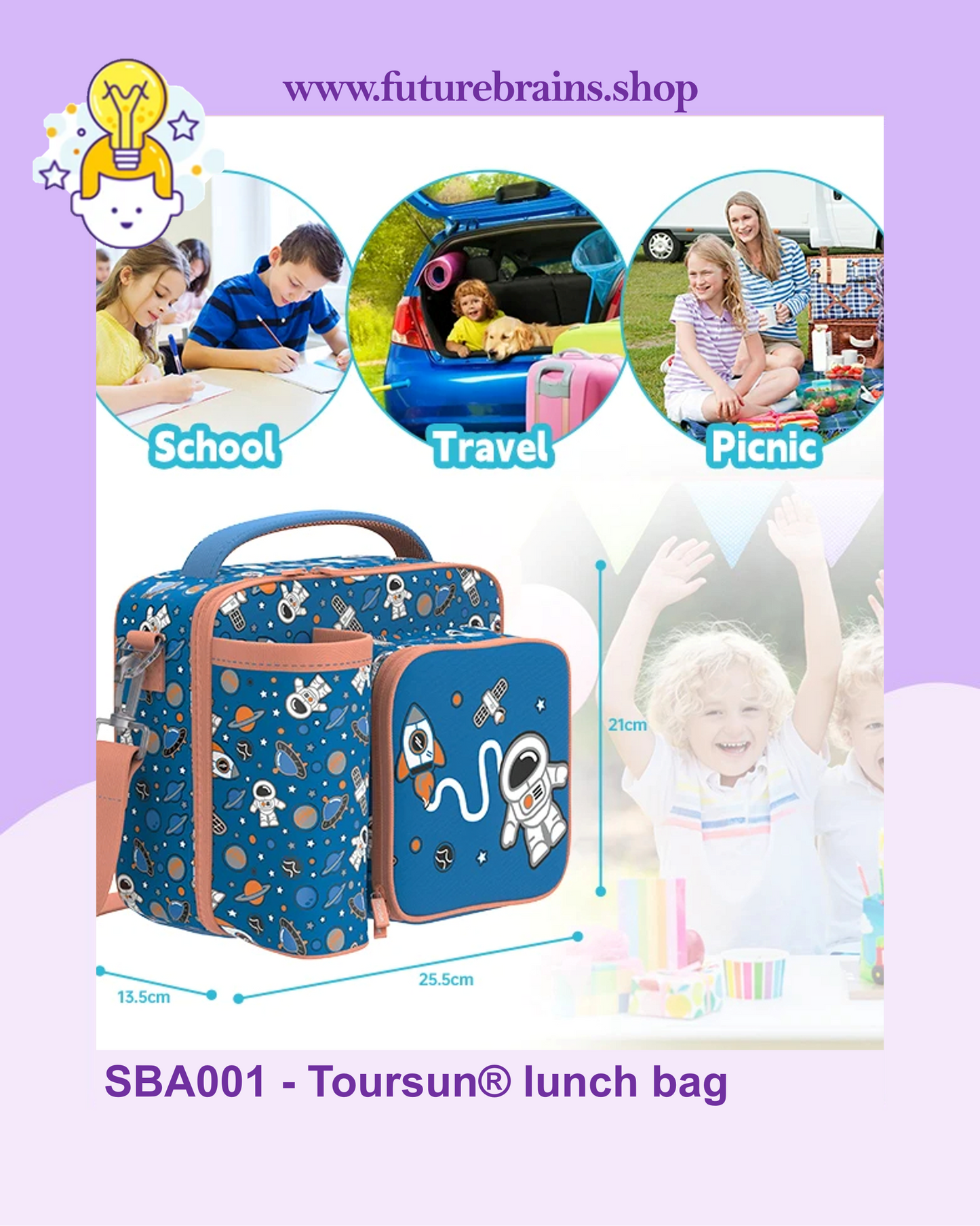SBA001 - Toursun® lunch bag dinosaur gaming design