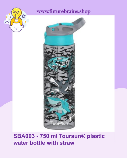 SBA003 - 750 ml Toursun® plastic water bottle with straw Sharks design