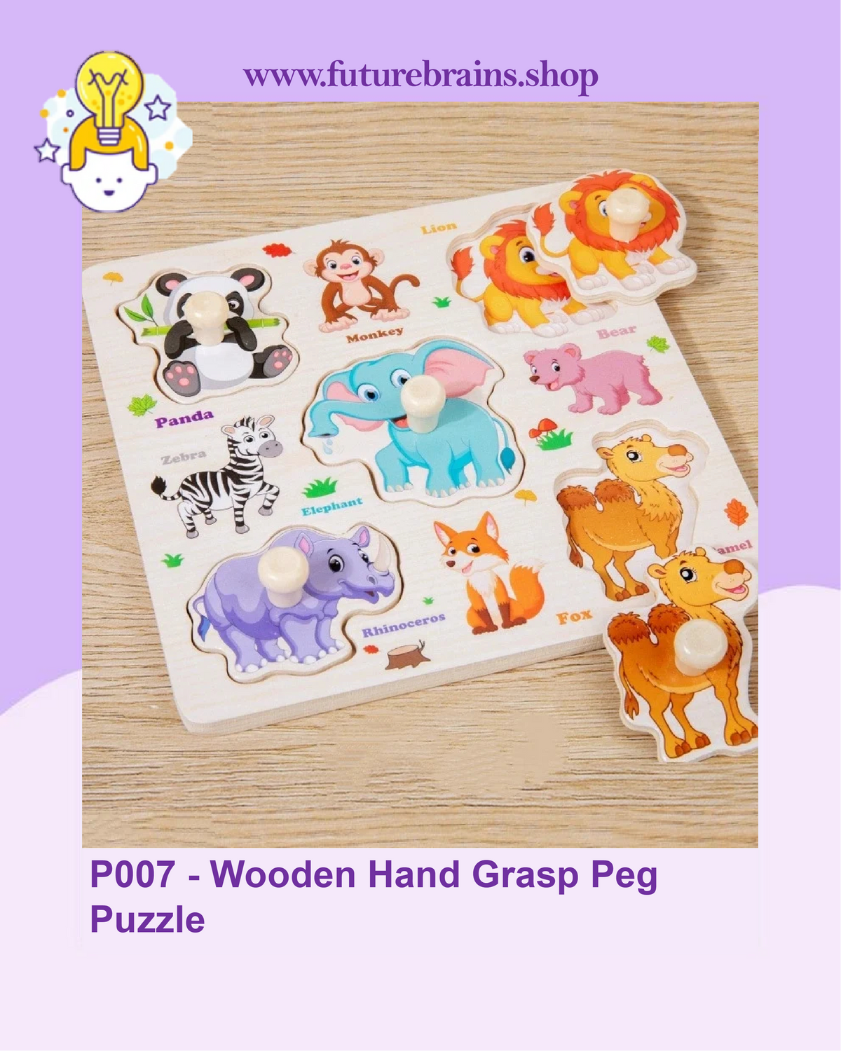 P007 - Wooden Hand Grasp Peg Puzzle