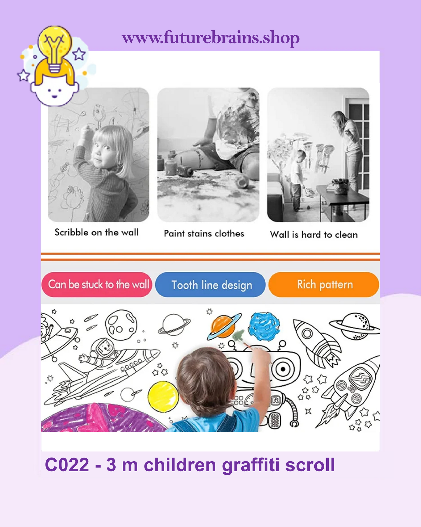 C022 - 3 m children graffiti scroll