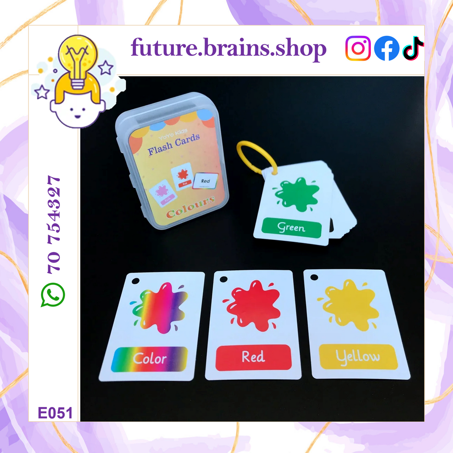 Flashcards in plastic box