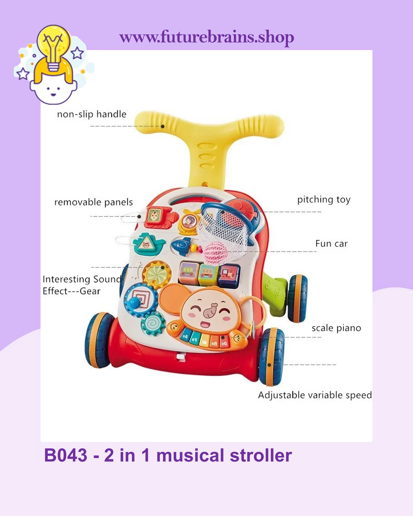 B043 - 2 in 1 musical stroller