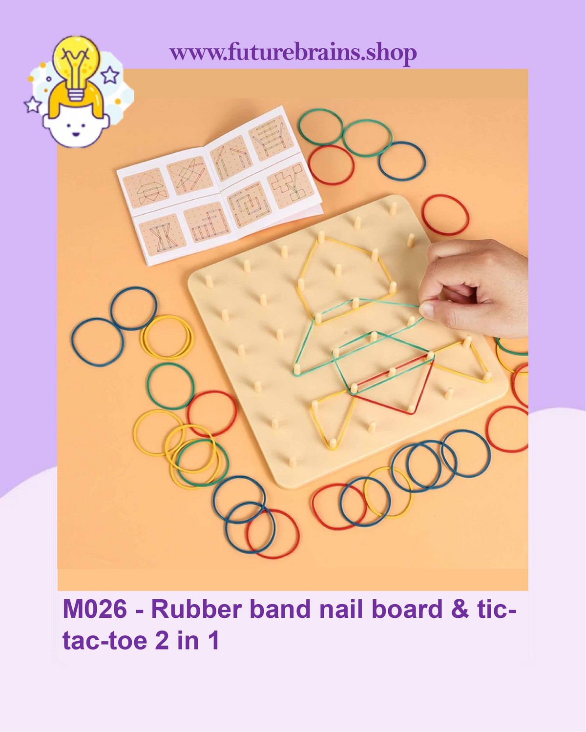 M026 - Rubber band nail board & tic-tac-toe 2 in 1