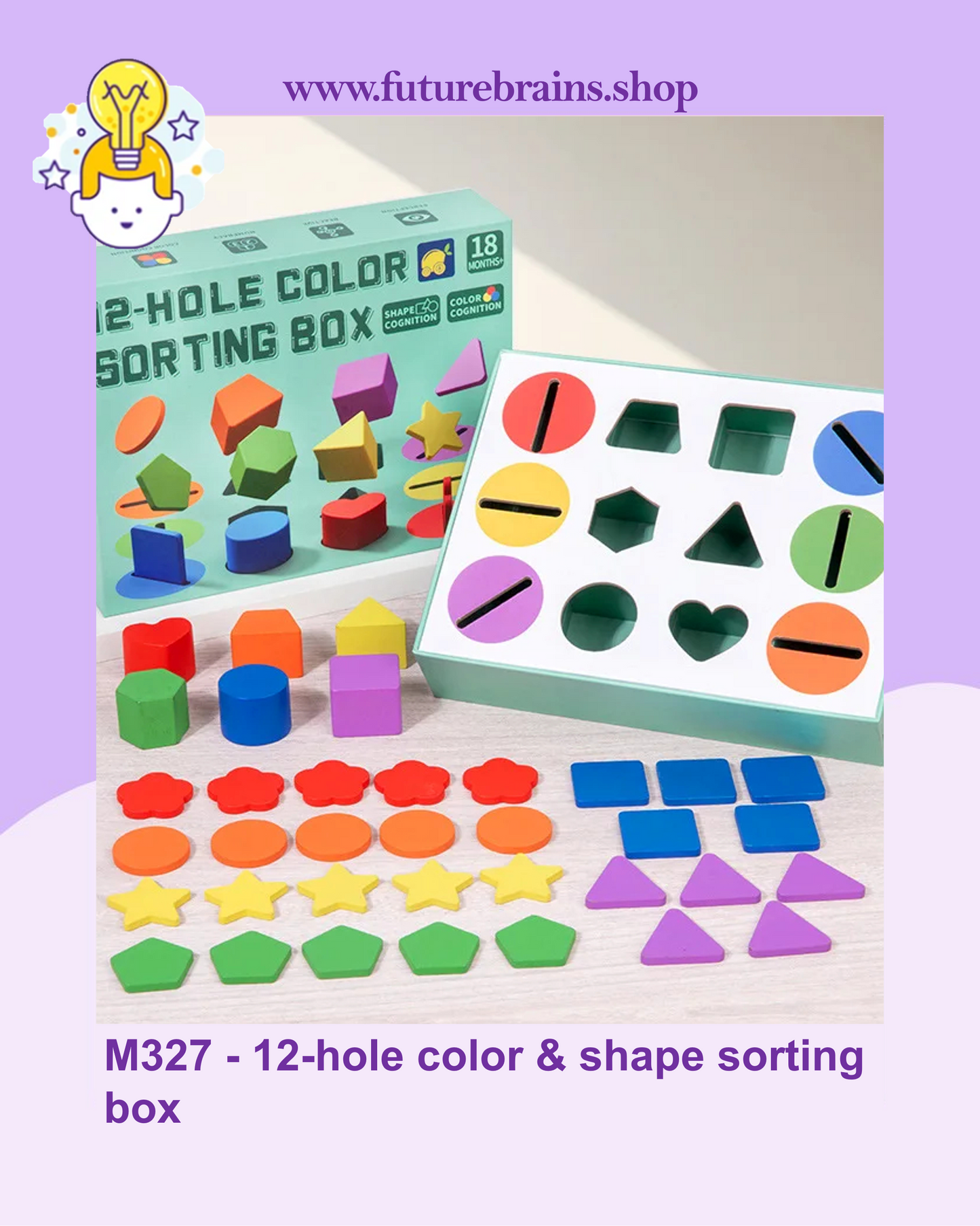 M327 - 12-hole color & shape sorting box