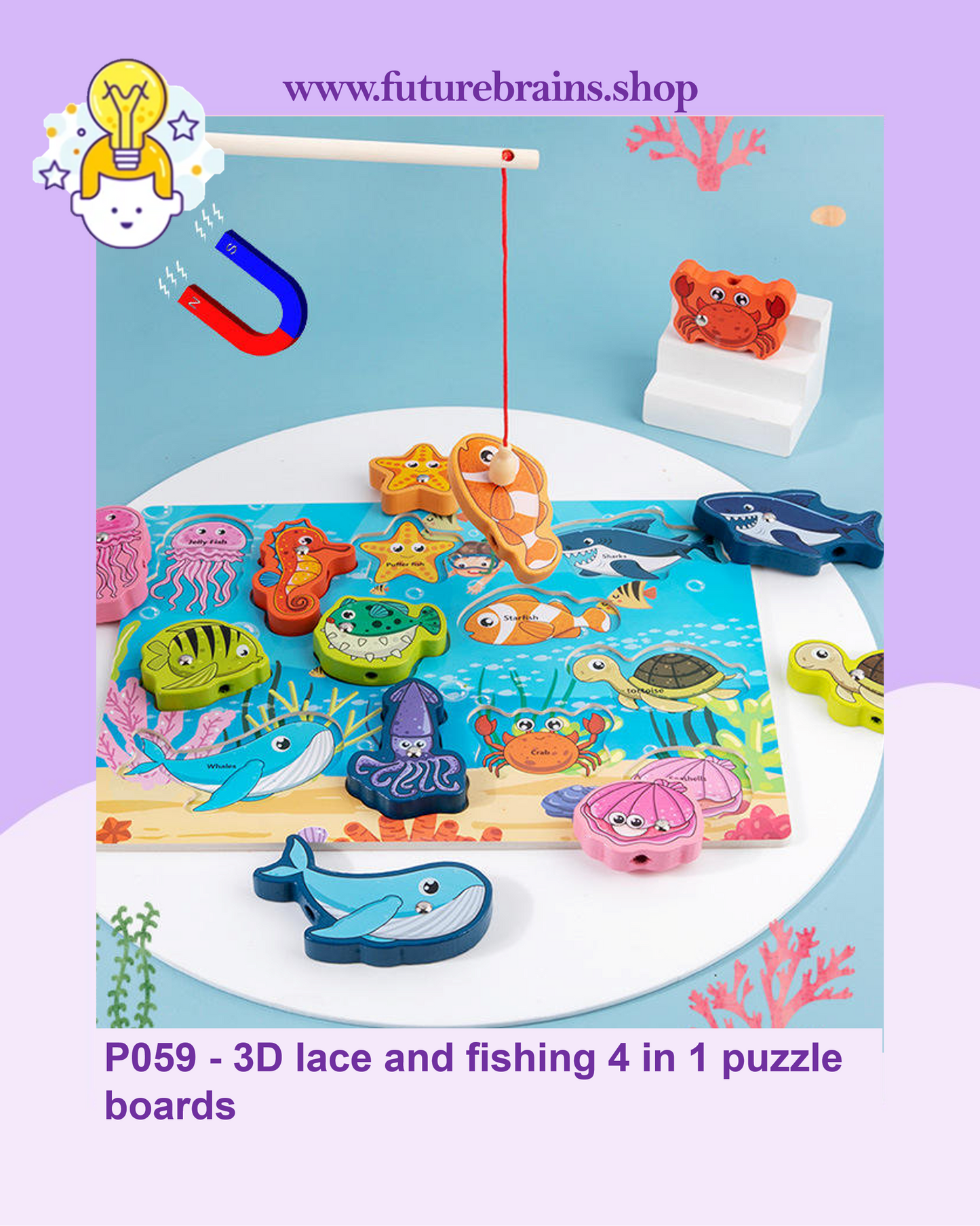 P059 - 3D lace and fishing 4 in 1 puzzle boards