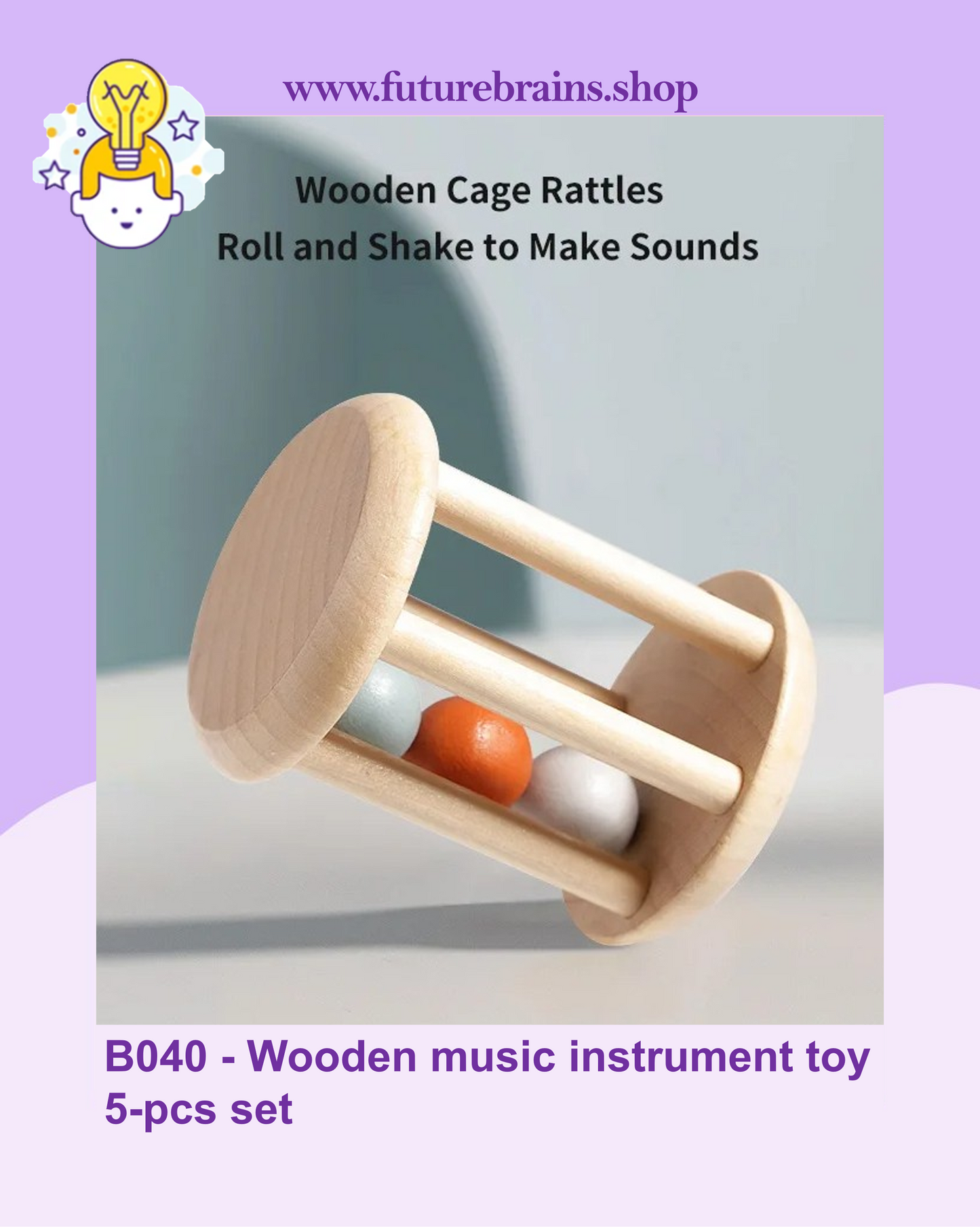 B040 - Wooden music instrument toy 5-pcs set