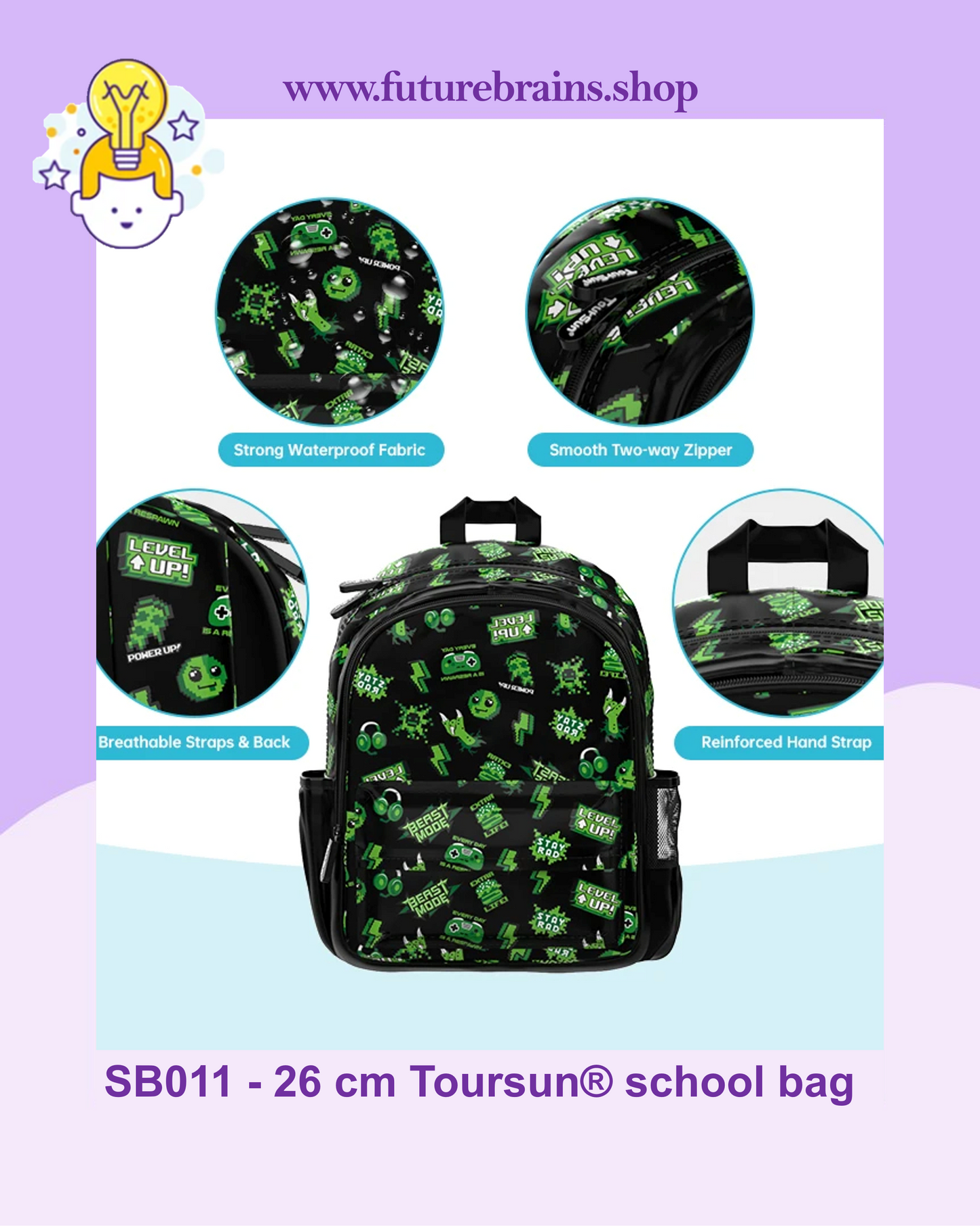 SB011 - 26 cm Toursun® school bag video games design
