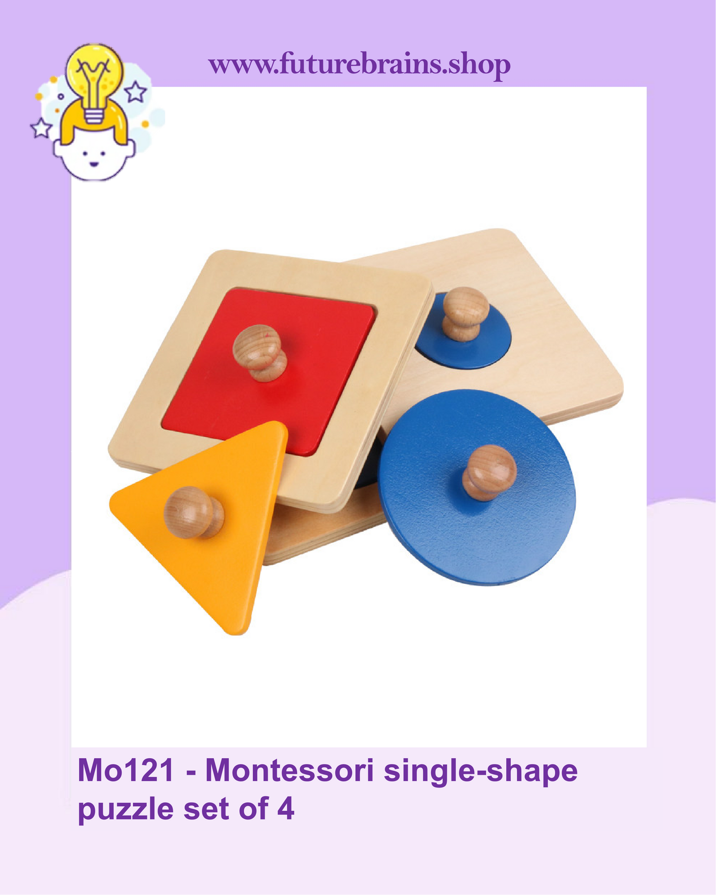 Mo121 - Montessori single-shape puzzle set of 4