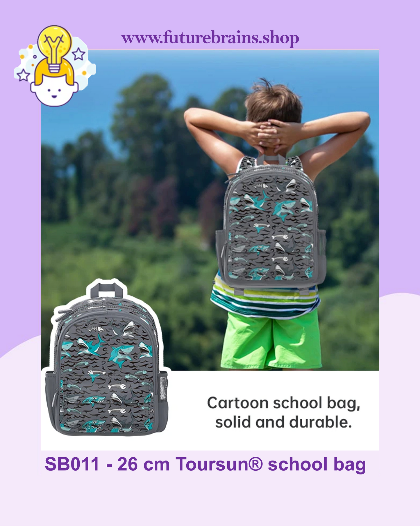 SB011 - 26 cm Toursun® school bag sharks design