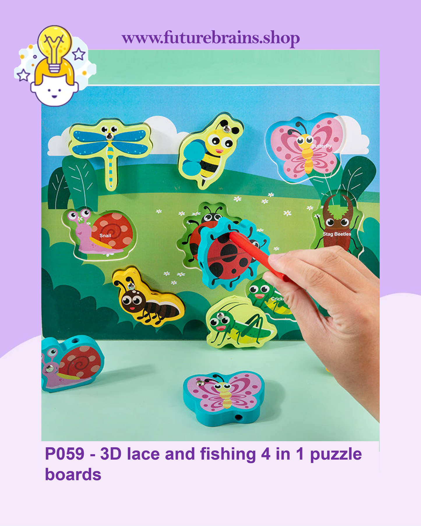 P059 - 3D lace and fishing 4 in 1 puzzle boards