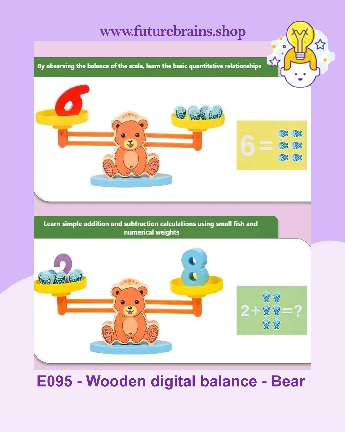 E095 - Wooden digital balance - Bear