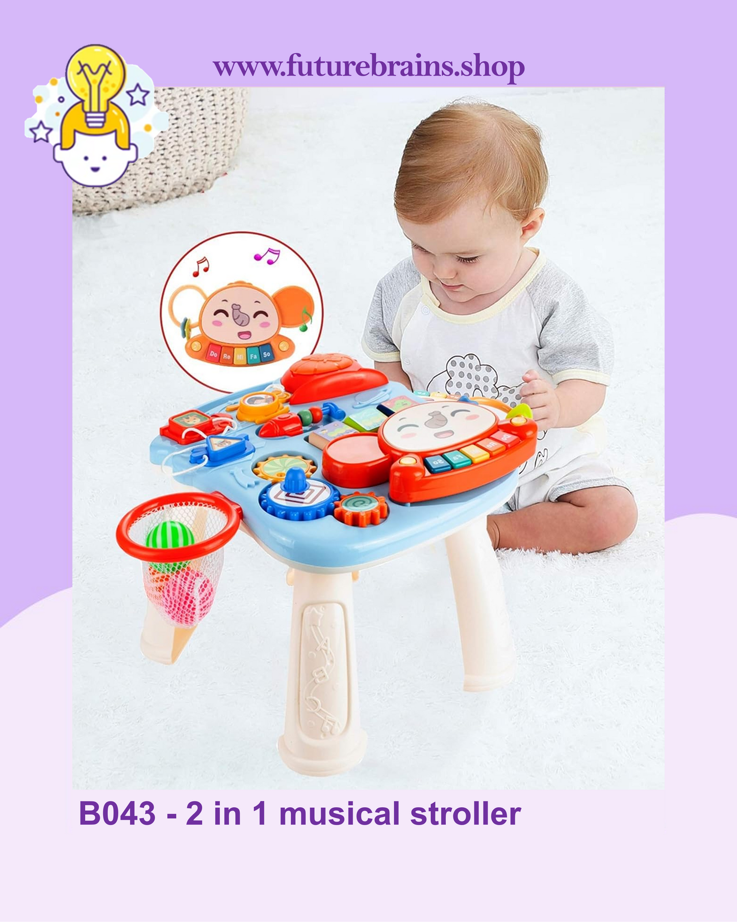 B043 - 2 in 1 musical stroller
