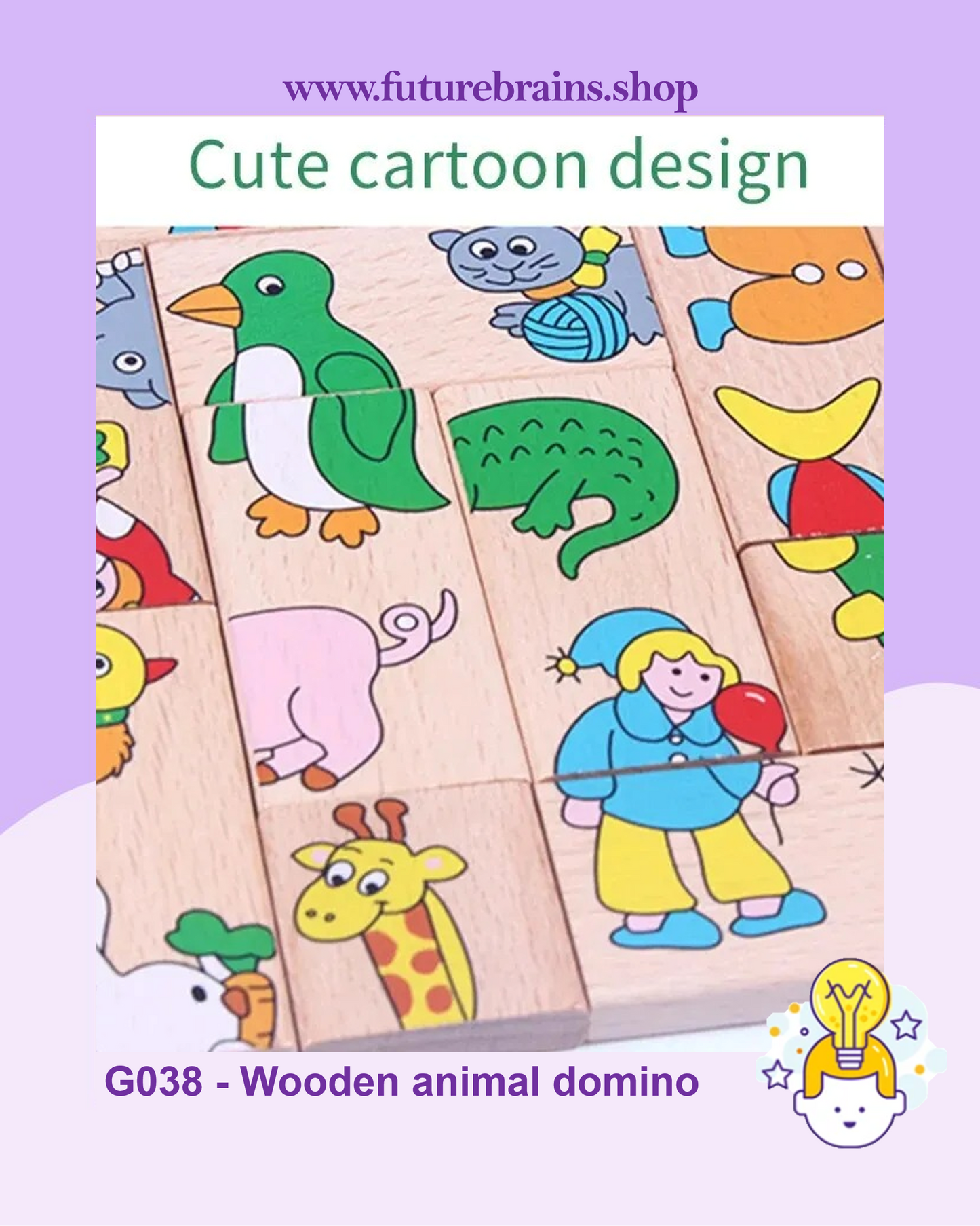 G038 - Wooden animal domino