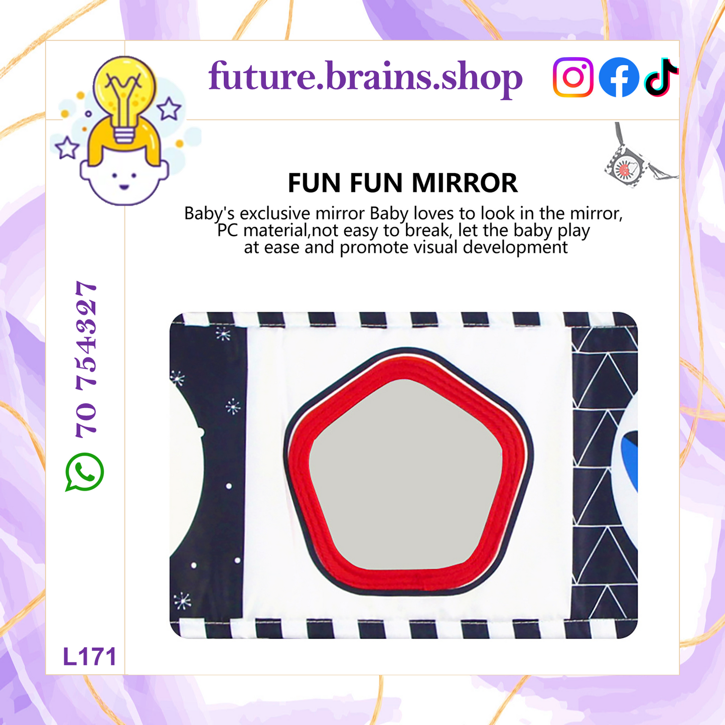 L171 - High contrast black & White foldable baby soft book