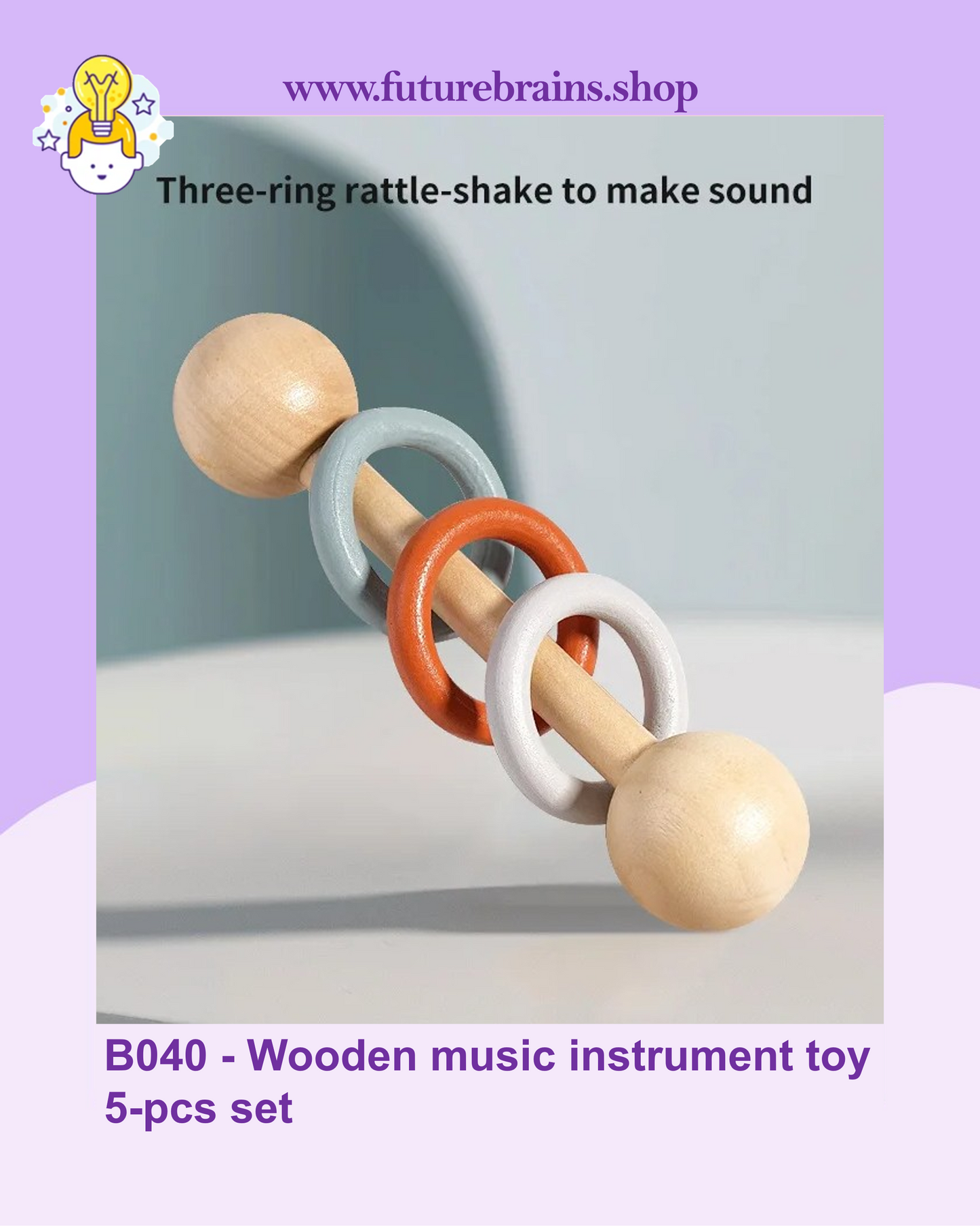 B040 - Wooden music instrument toy 5-pcs set