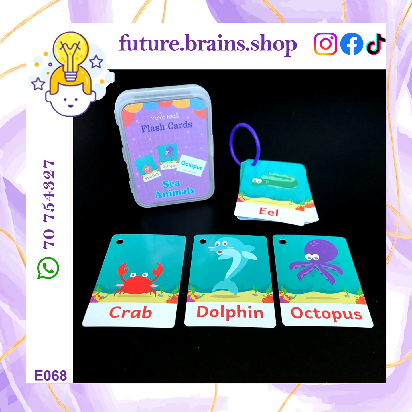 Flashcards in plastic box