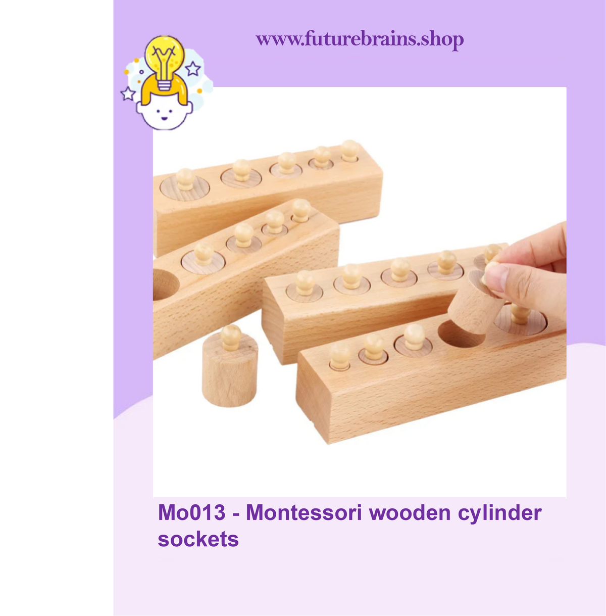 Mo013 - Montessori wooden cylinder sockets