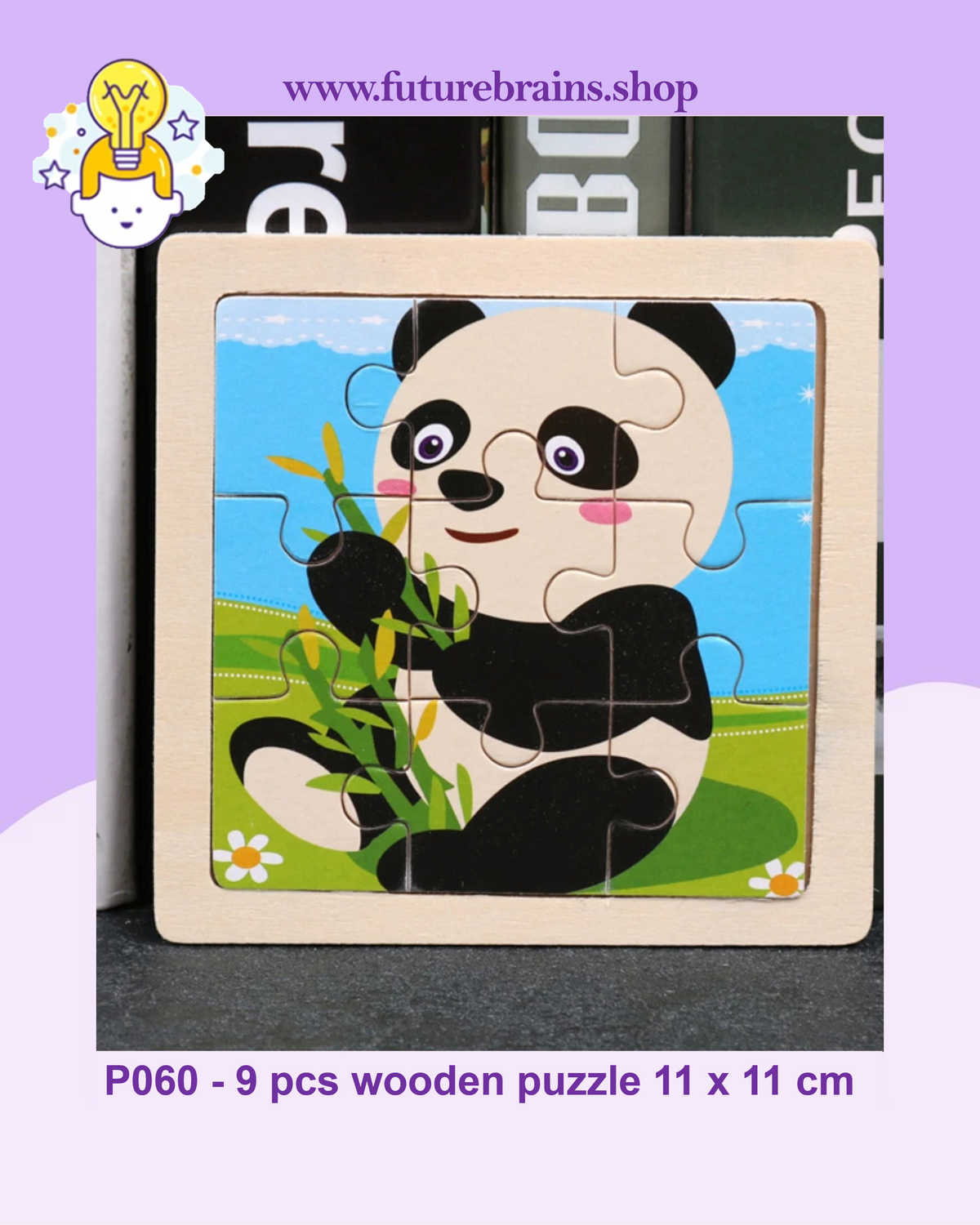 P060 - 9 pcs wooden puzzle 11 x 11 cm (buy 6 puzzles for 3 $)