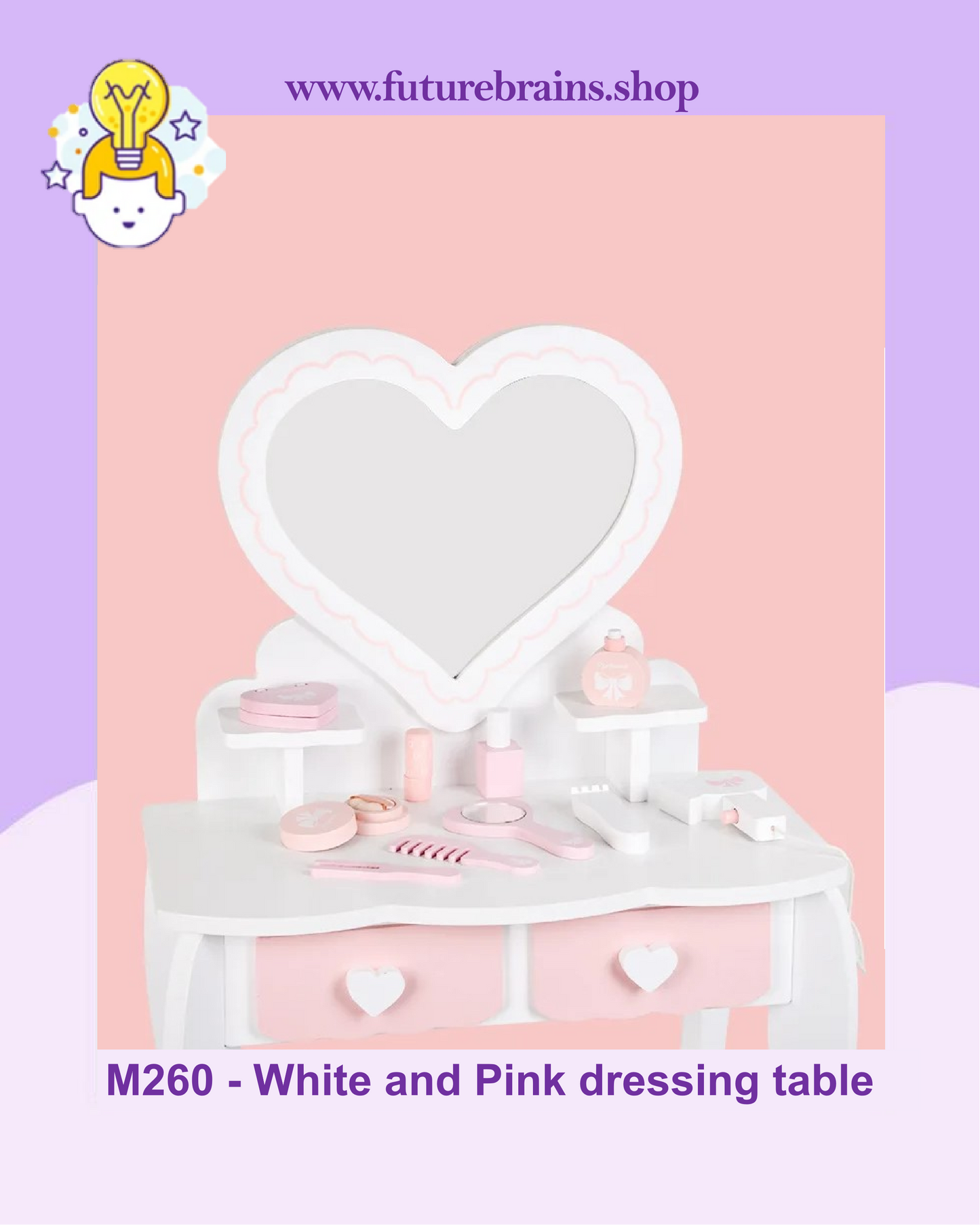 M260 - White and Pink dressing table 82 x 48 cm (FREE DELIVERY)