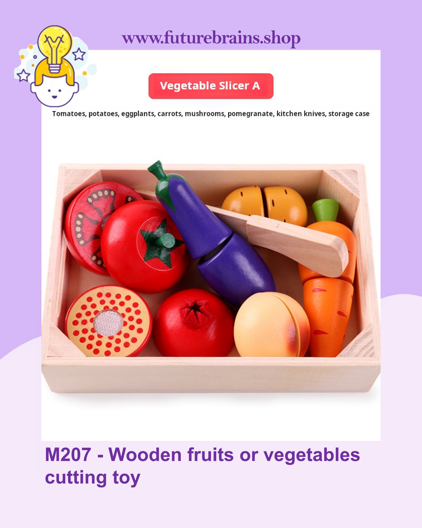 M207 - Wooden fruits or vegetables cutting toy