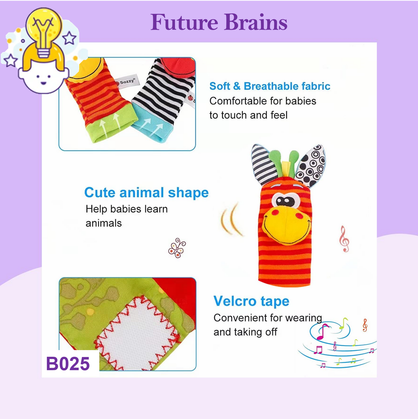 B025 - Baby cloth wrists and feet rattle 4 pcs set