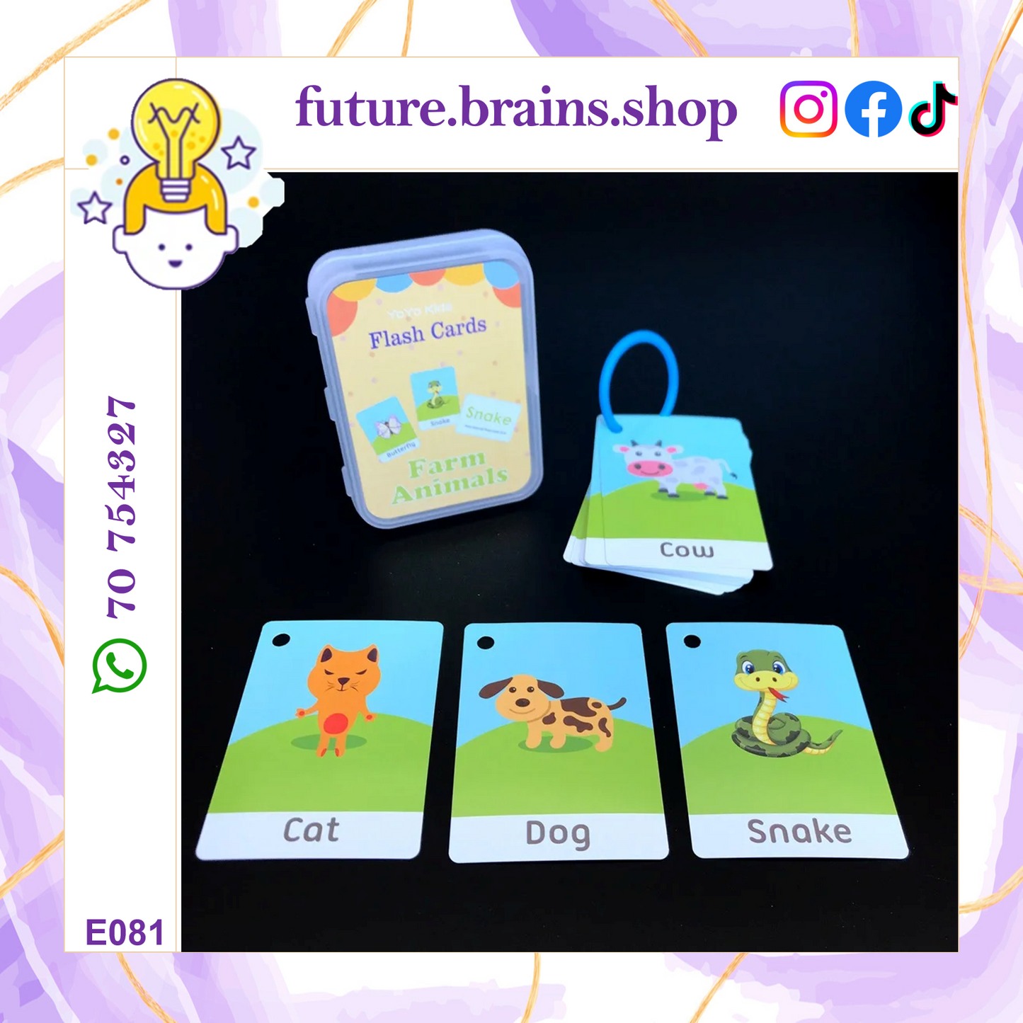 Flashcards in plastic box