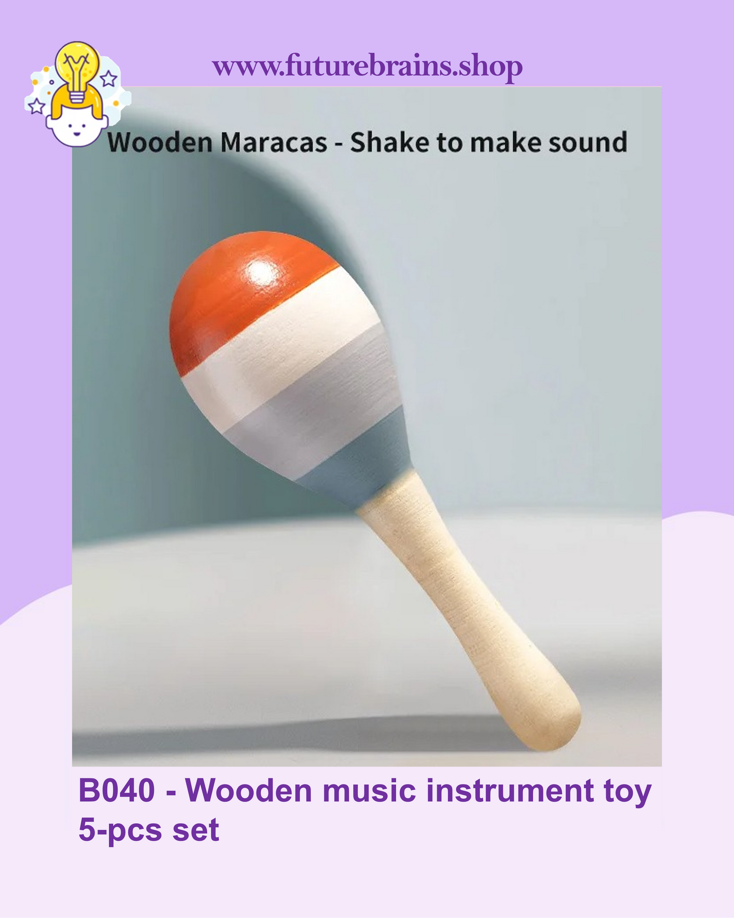 B040 - Wooden music instrument toy 5-pcs set