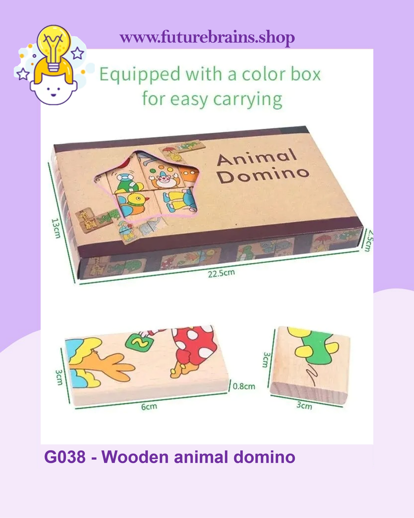 G038 - Wooden animal domino