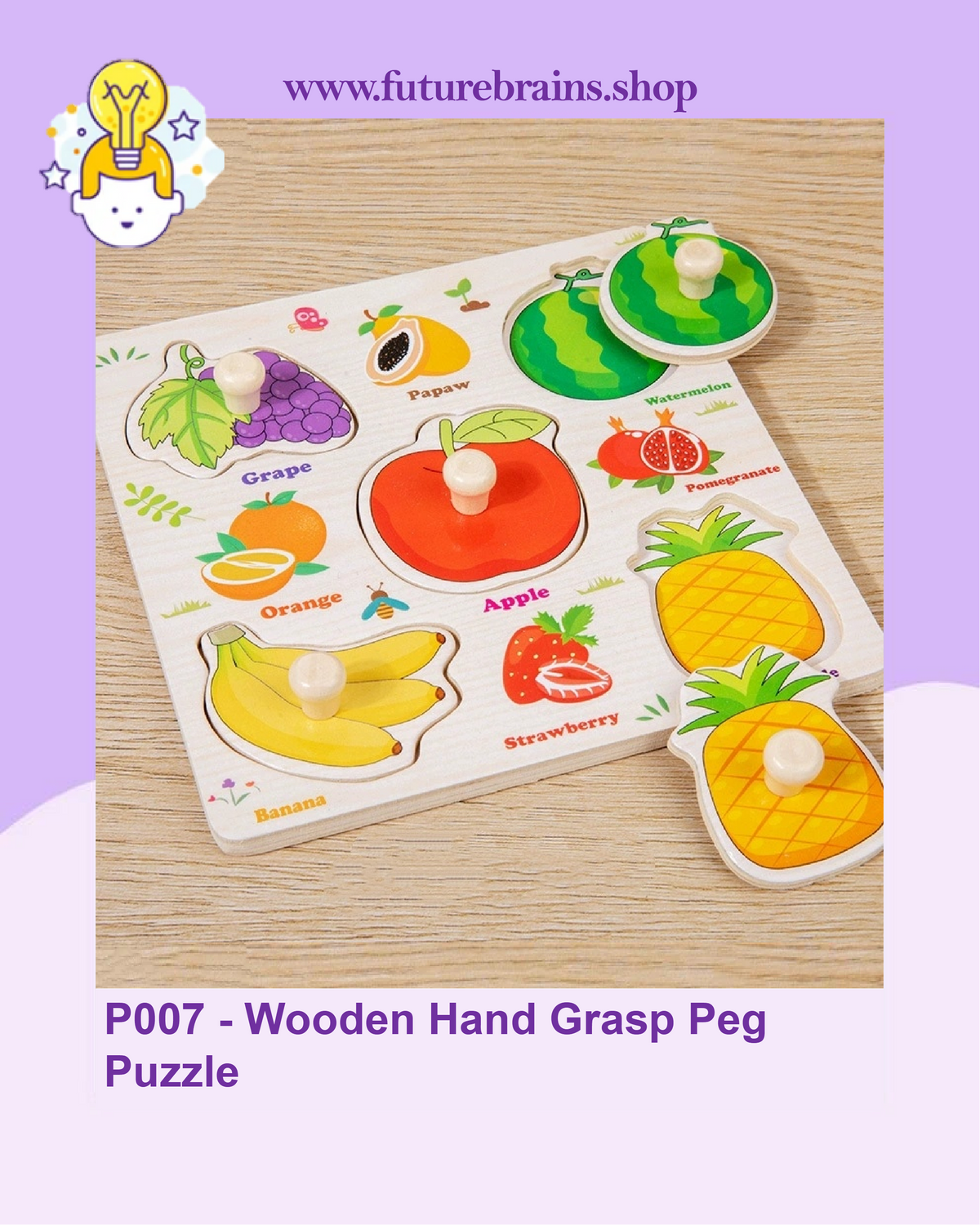 P007 - Wooden Hand Grasp Peg Puzzle
