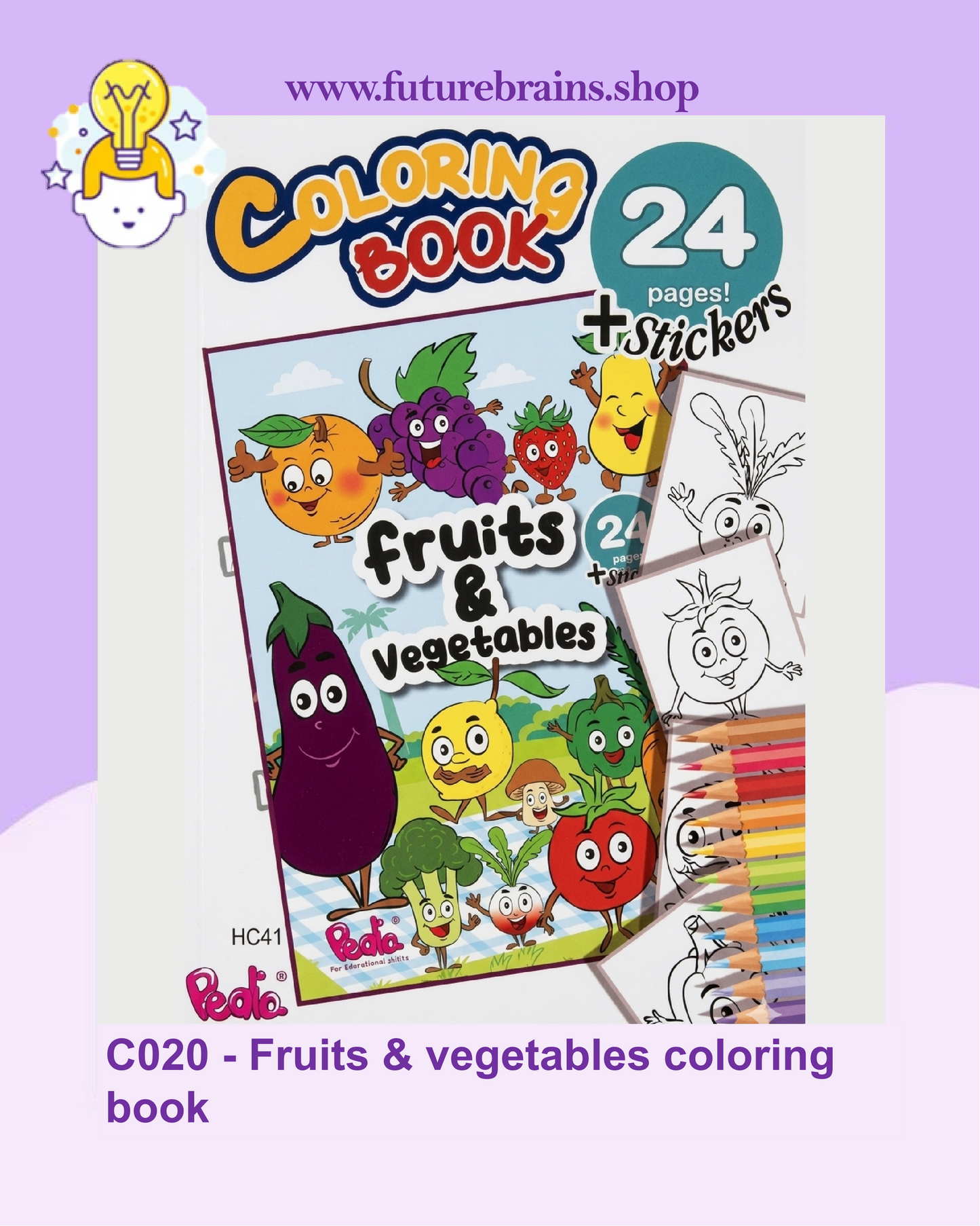 C020 - Fruits & vegetables coloring book
