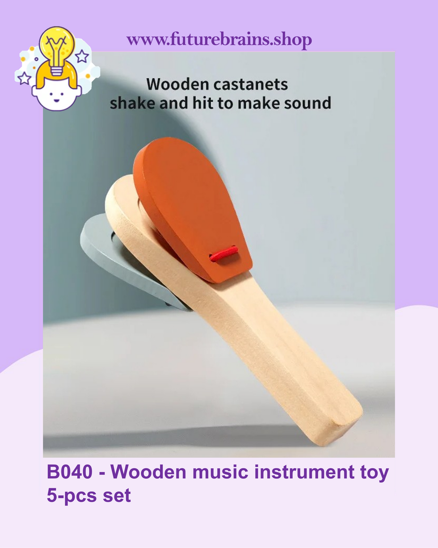 B040 - Wooden music instrument toy 5-pcs set