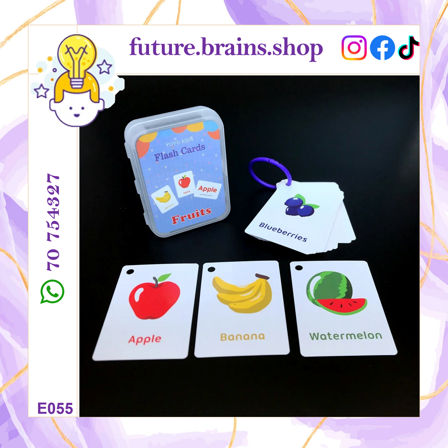 Flashcards in plastic box