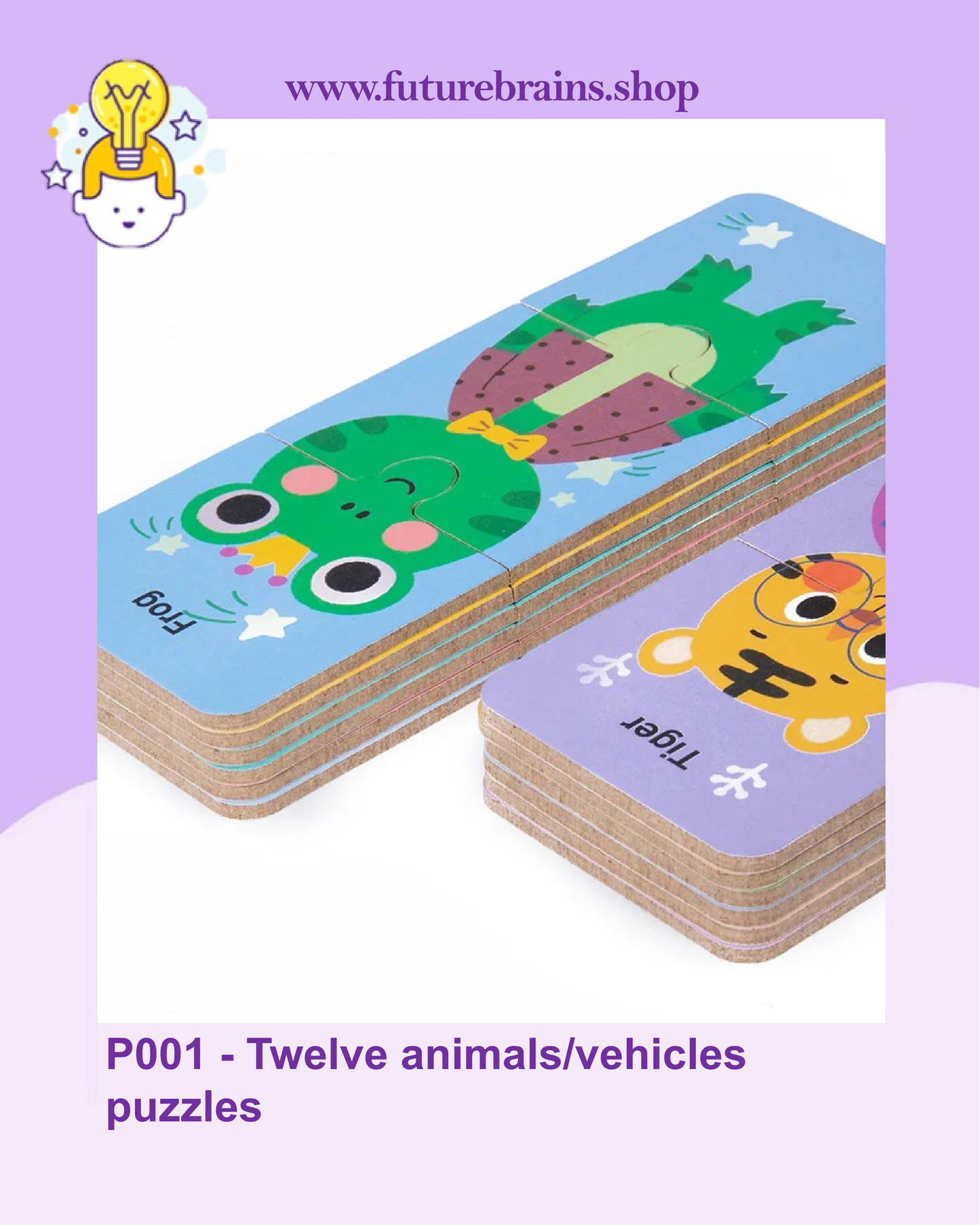 P001 - Twelve animals/vehicles puzzles